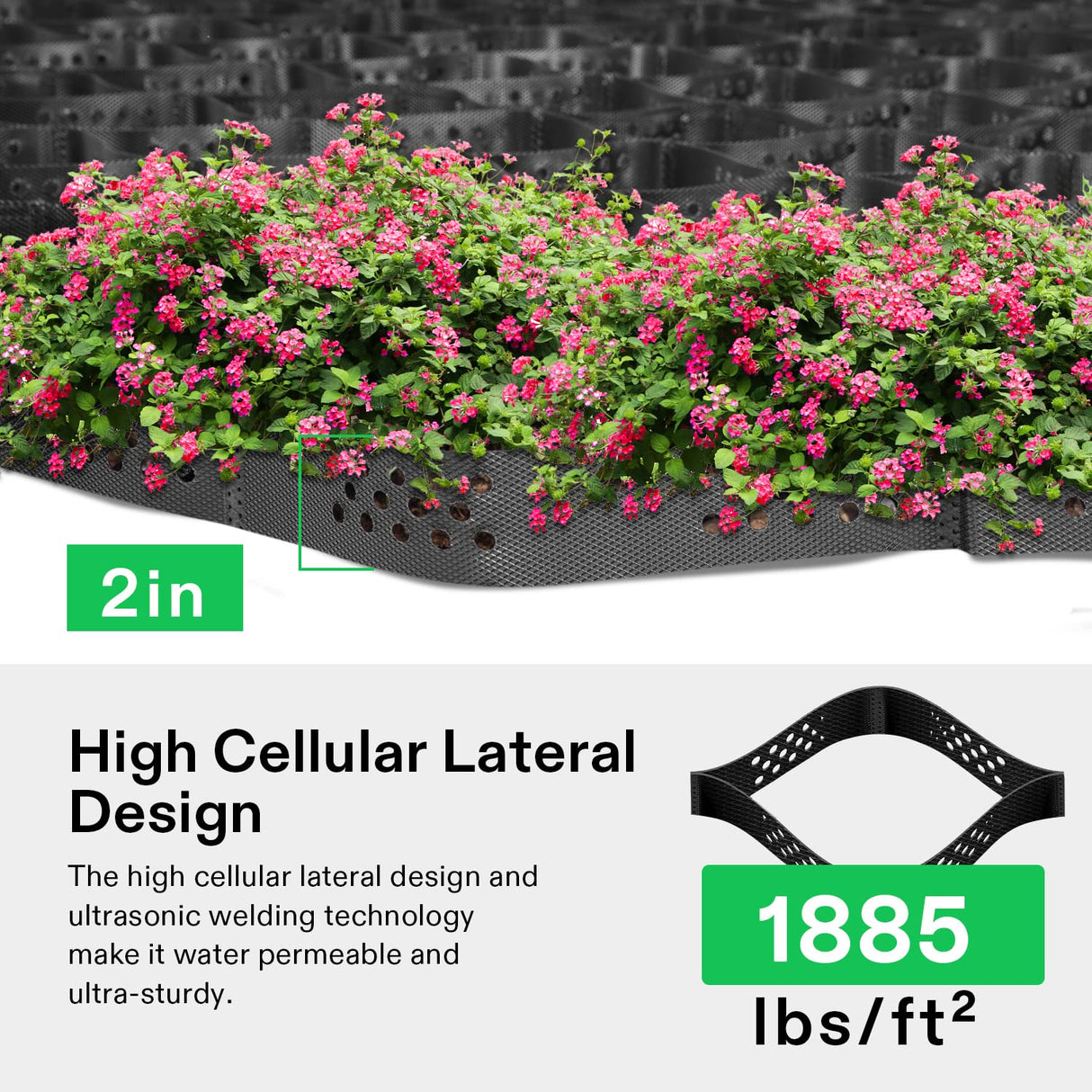 VIVOSUN 2'' Depth Ground Grid, 9x17 ft, High-Density HDPE Geo Cell