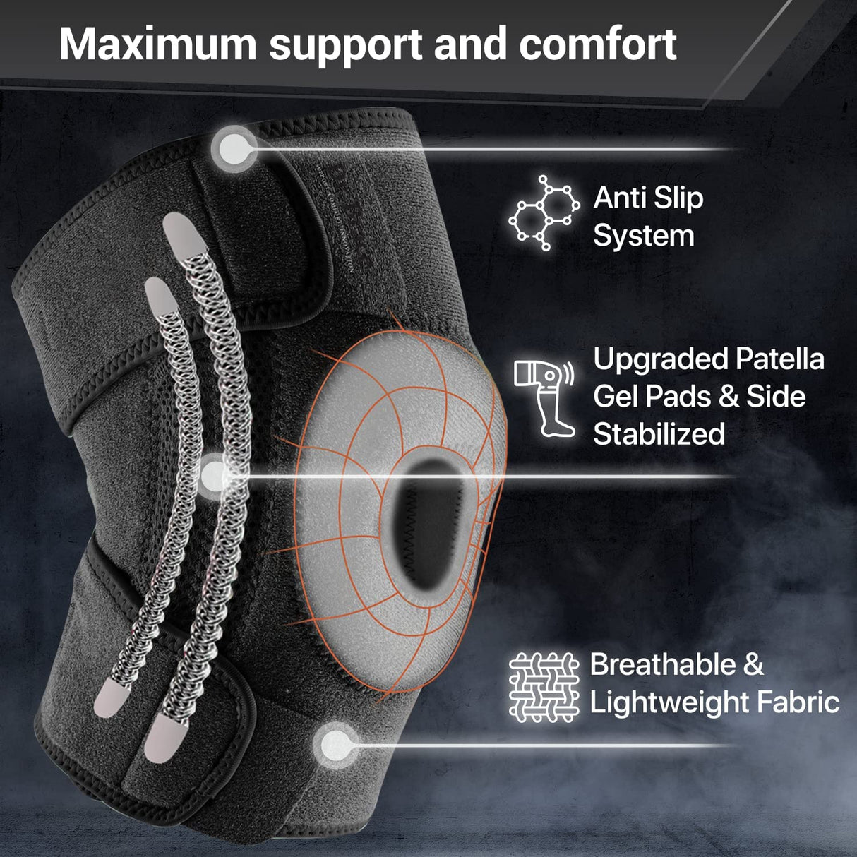 DR. BRACE ELITE Knee Brace with Side Stabilizers & Patella Gel Pads for Maximum Knee Pain Support and fast recovery for men and women-Please Check How To Size Video (Pluto, XX-Large)