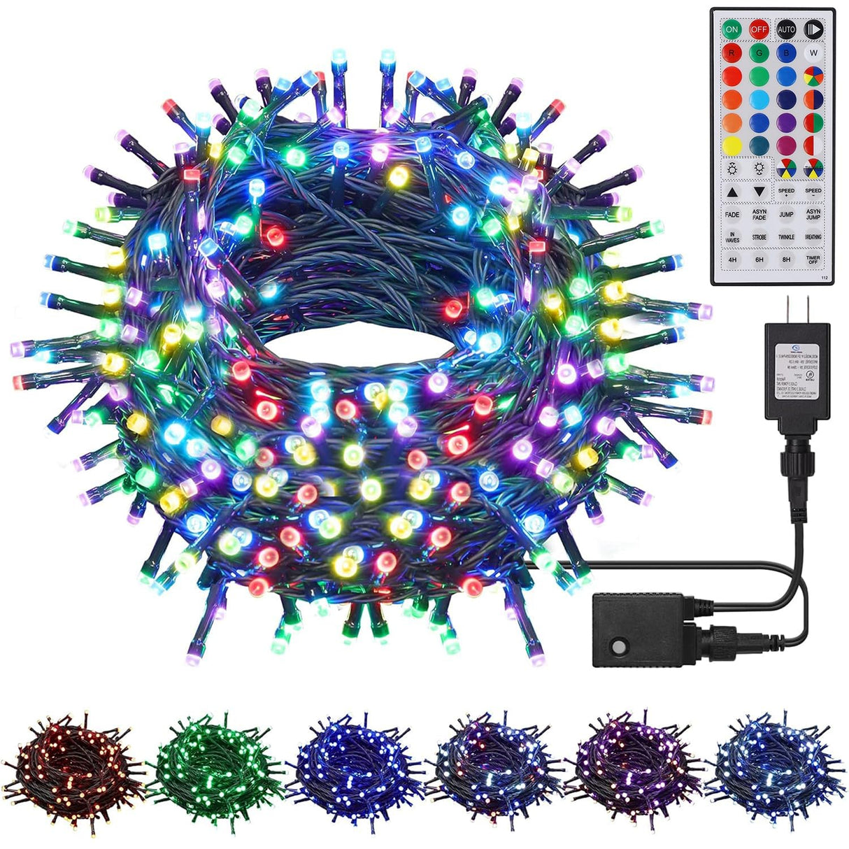 HOME LIGHTING 66ft Christmas Decorative Mini Lights, 200 LED RGB Changing 8 Functional Green Wire Fairy Halloween Lights with Remote Timer, Plug in Indoor Outdoor Xmas Wedding Party Decor