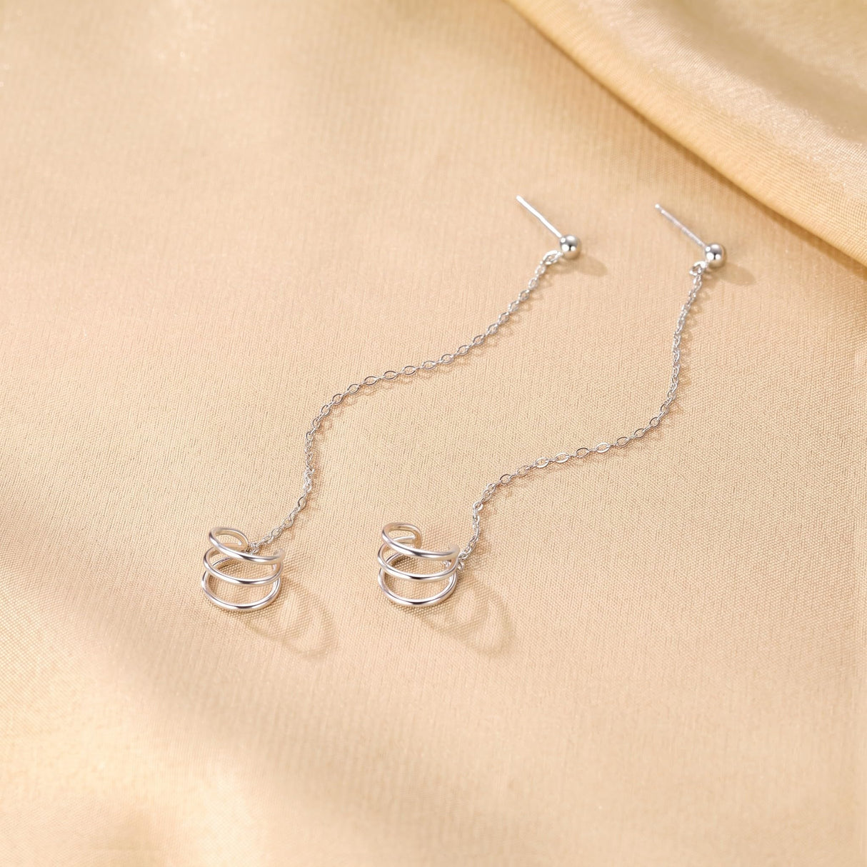 SLUYNZ 925 Sterling Silver Cuff Earrings Chain for Women Crawler Earrings Studs (A-Silver)