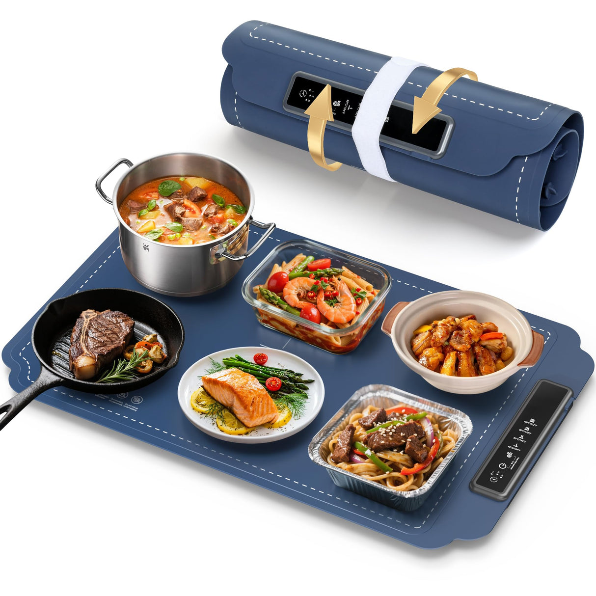 Kourice Warming Mat for Food, Food Warmer with 4 Level Adjustable Temperature, Full Surface Heating, Rollable & Portable Food Warming Mat,Electric Warming Tray for Buffets Party and Home Daily Use
