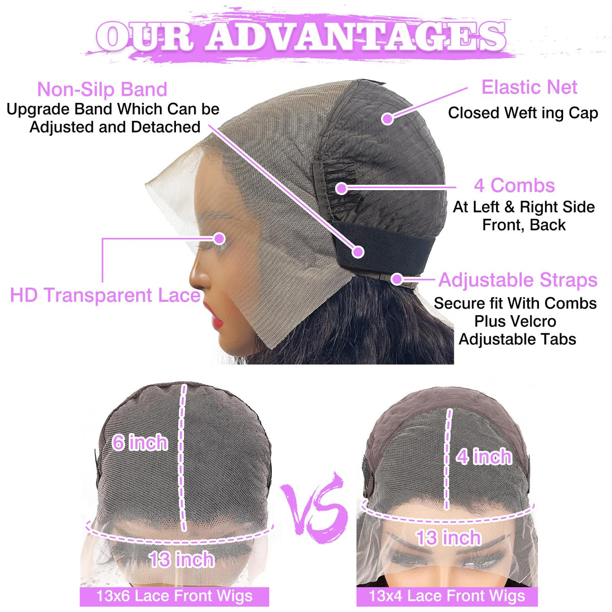 GARAXIS 250% Density 13X6 30 Inch Deep Wave Lace Front Wigs Human Hair Curly Wig Wet and Wavy HD Lace Front Wig Pre Plucked Frontal Wigs