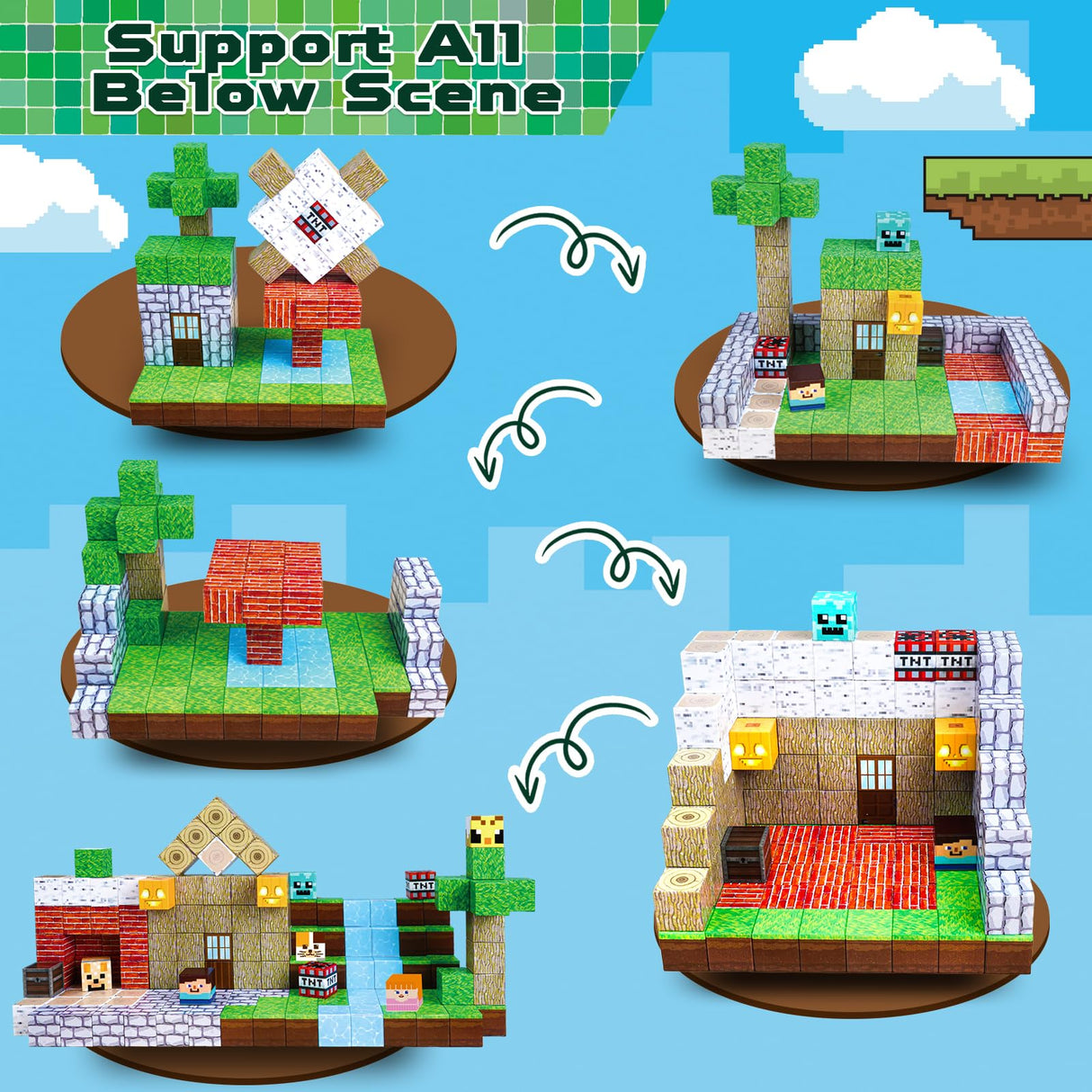 GraceDuck Magnetic Blocks - 150 PCS Build Magnetic Windmill Falls Homes - Magnetics Toys for Montessori Toddler Christmas Birthday Gifts - STEM Sensory Toys for 3 4 5 6 7 8 9 10 Year Old Boys & Girls