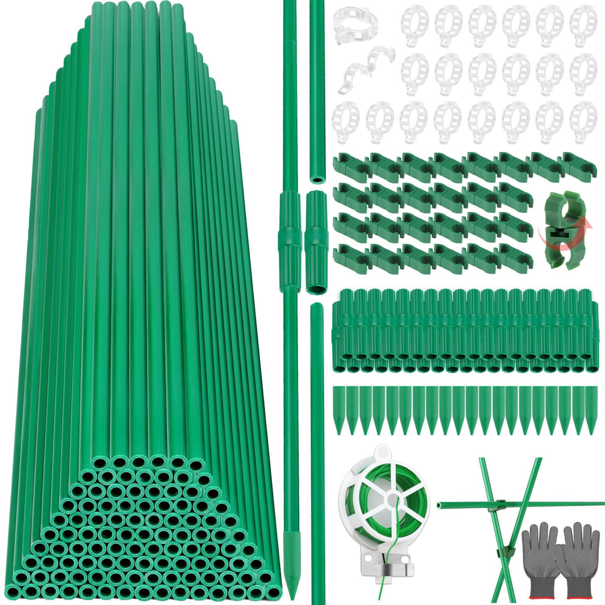 Tetutor 337 PCS Garden Stakes, Fiberglass Tomato Stakes, Garden Sticks