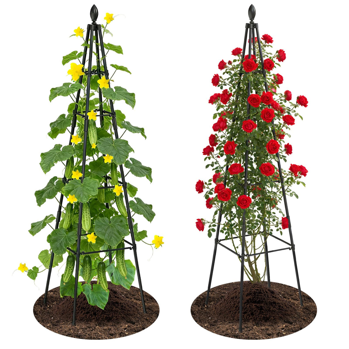 Adjustable Garden Trellis for Climbing Plants, 6FT Obelisk Plant Support Tower for Potted & In-Ground Vegetables, Tomatoes, Cucumbers, Vines - Easy Assembly, Indoor & Outdoor Use(2 Pack)