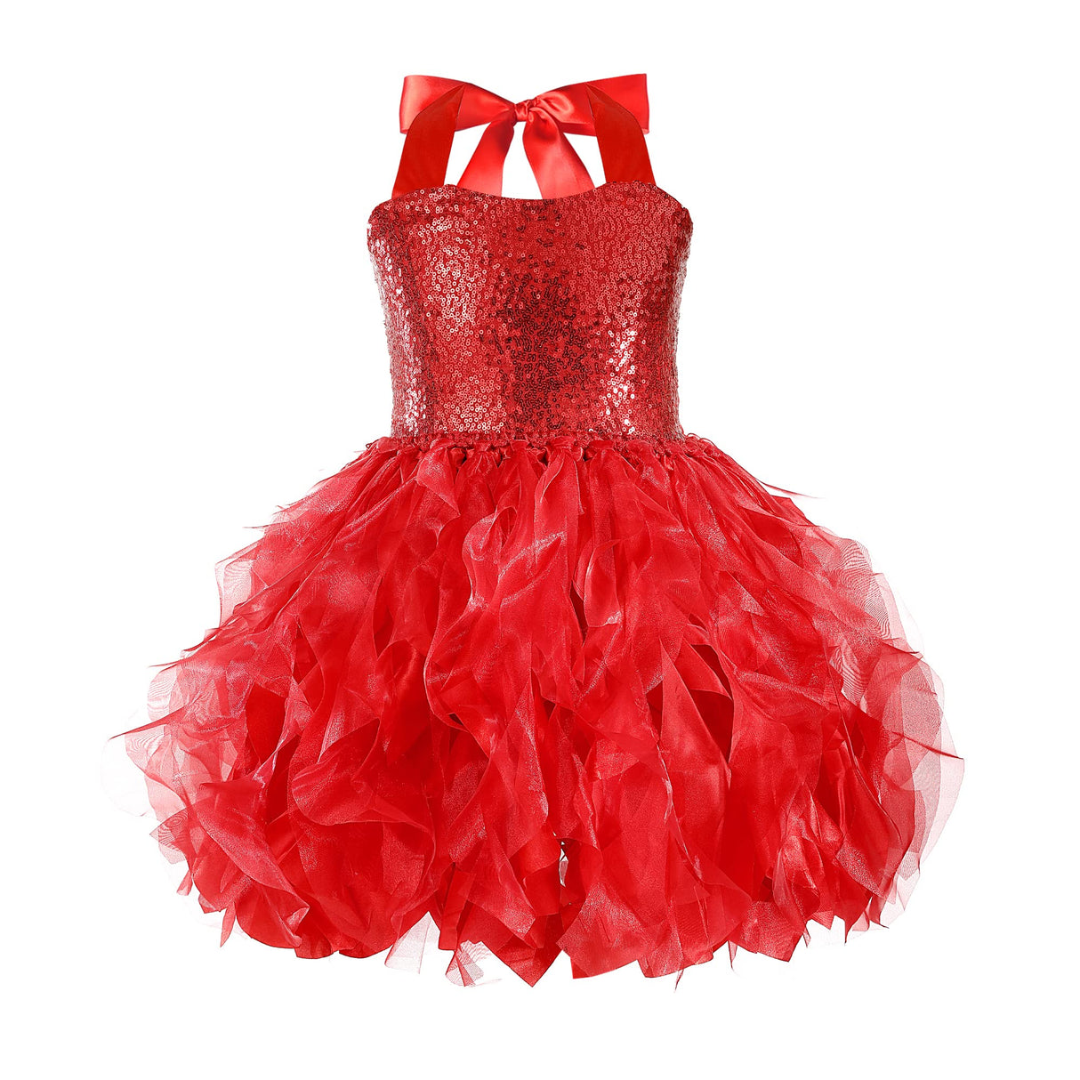 Red Tutu Dress for Girls Sparkly Sequin Christmas Princess Birthday Party Dress for Little Girl Kids Prom Ball Gown Prom Dance Graduation Costume Fairy Outfit 8T