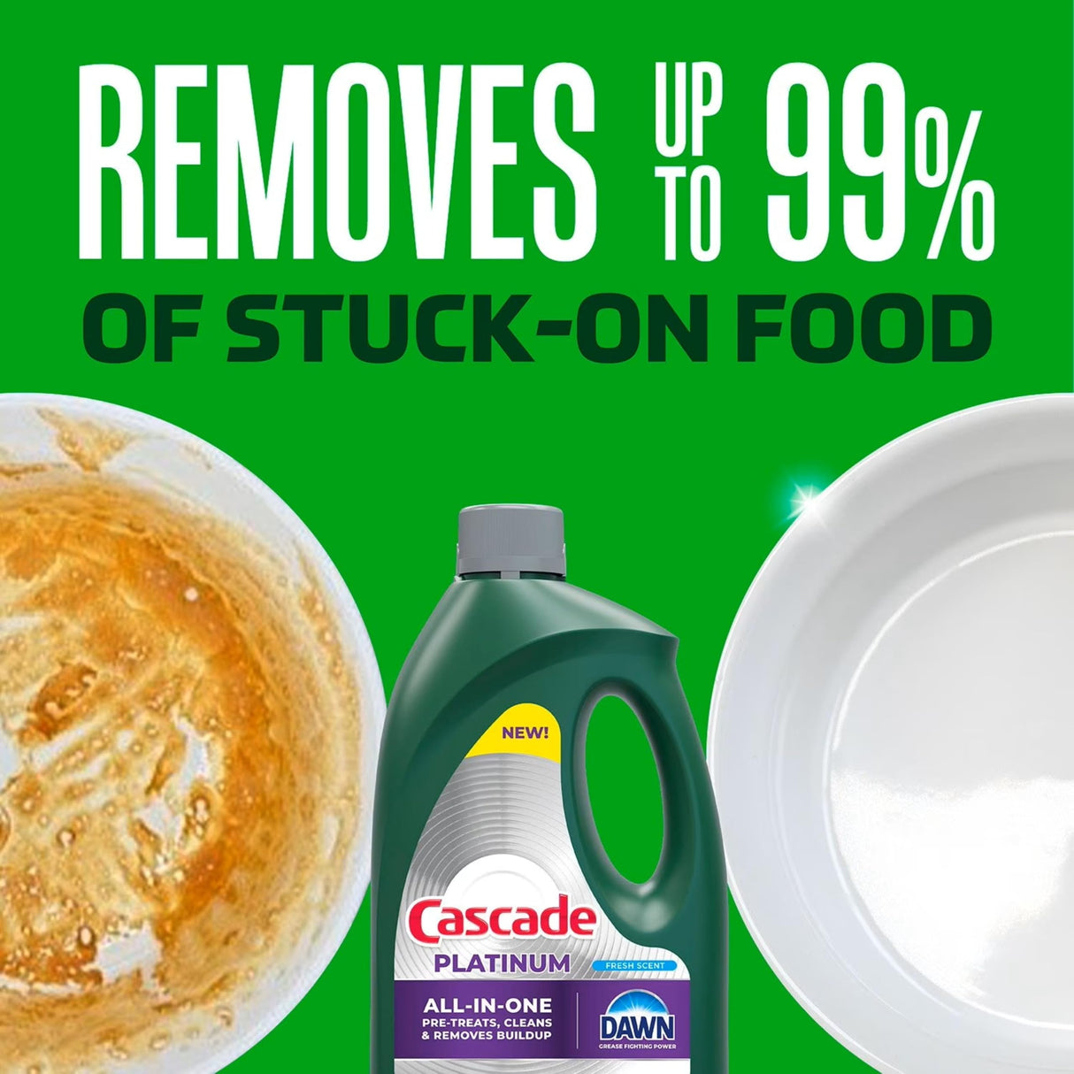 Cascade Platinum Dishwashing Liquid Gel - Fresh Scent, 125 oz. (2 Pack)