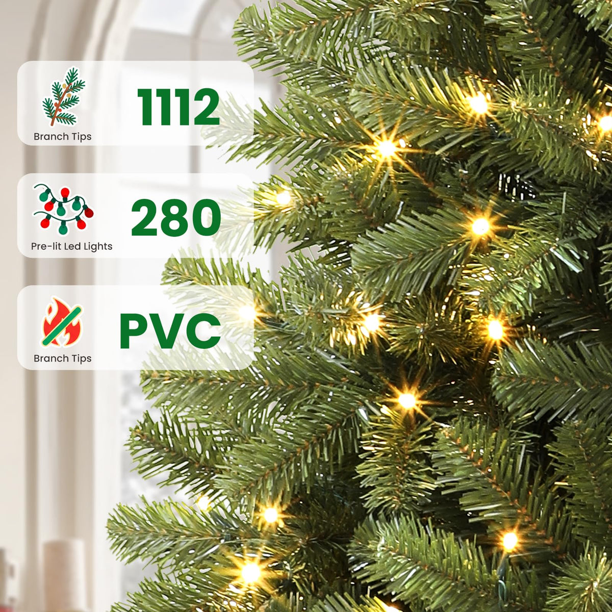 7FT Artificial Prelit Classic Christmas Tree with Remote Control,Timer