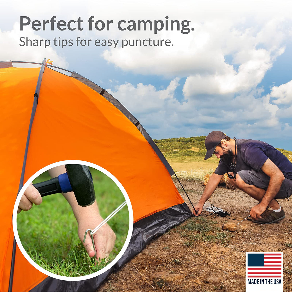 Pinnacle Mercantile 120 Pack Tent Stakes Metal Garden Edging Fence Hooks Pegs Christmas Decoration Stakes Made USA 9 inches Long