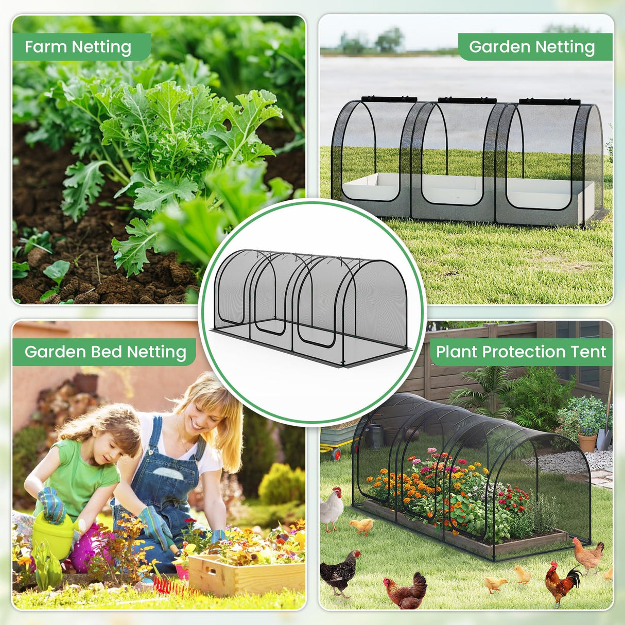 Happygrill 108” x 48” x 47” Portable Crop Cage w/ 3 Roll-Up Zippered Doors