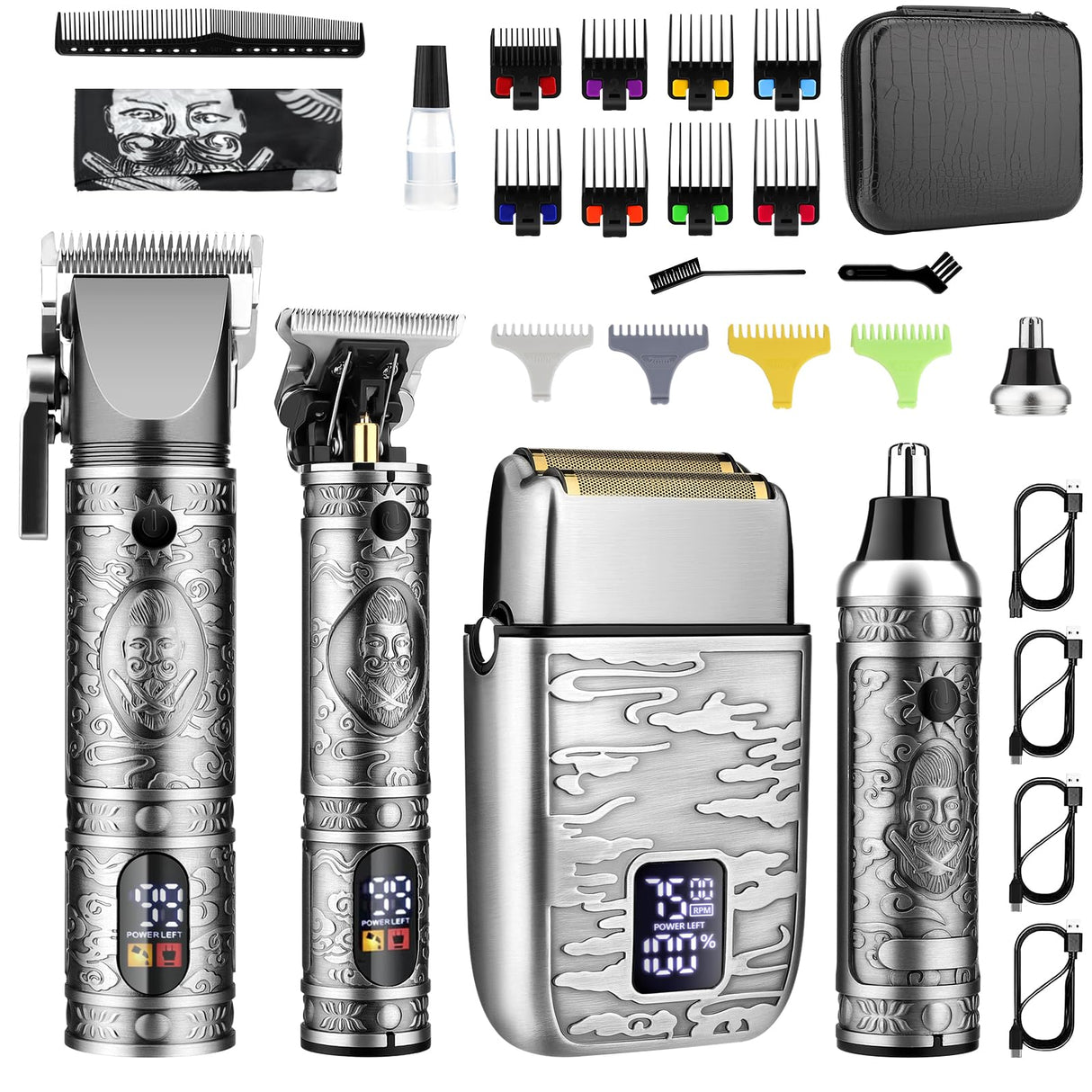GSKY Professional Hair Clippers, Men's Beard Trimmer & Grooming Kit with Electric Razor, Clippers & Trimmers Set, Hair Cutting Machines
