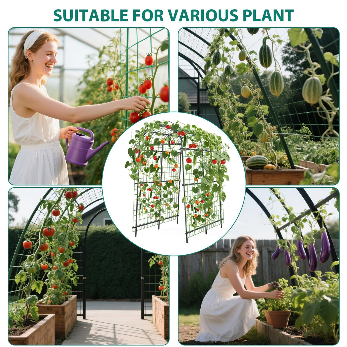 Garden Arch Trellis, 7.5FT Extra Tall Polyethylene-Coated Stainless Steel Garden Trellis for Climbing Plants, Vegetables, Flowers, Outdoor Pergola Arbor Wedding Party Decoration, Cucumber Trellis, Gar