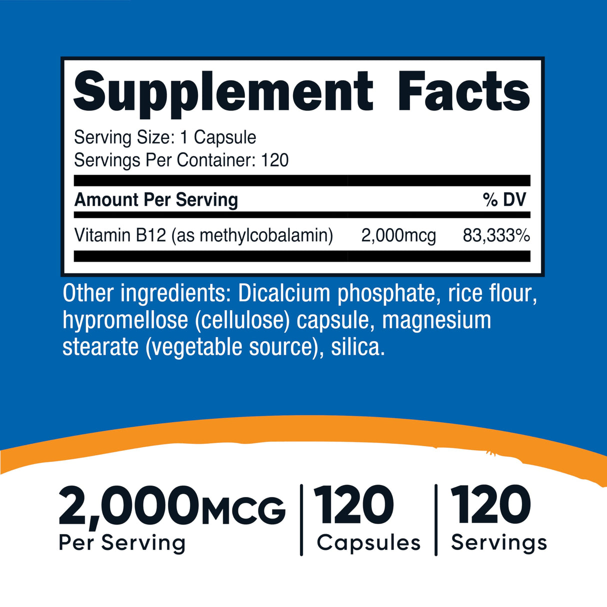 Nutricost Vitamin B12 (Methylcobalamin) 2000mcg, 120 Capsules - Vegetarian Caps, Non-GMO, Gluten Free B12 Supplement (Pack of 2)
