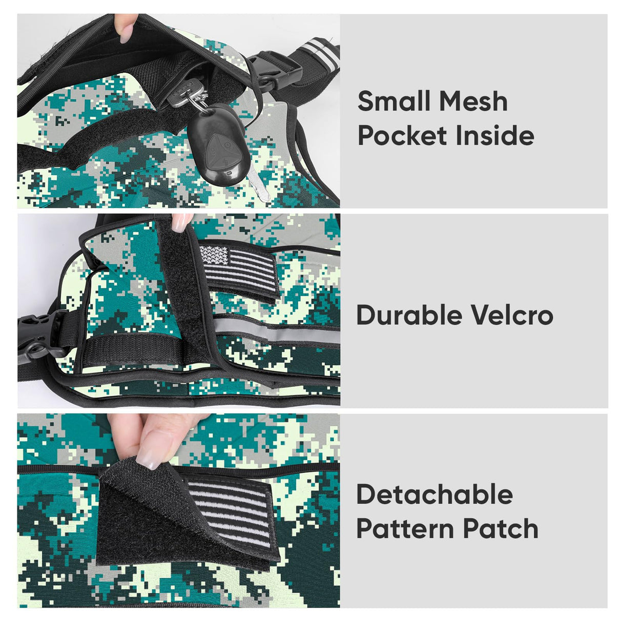 APEXUP Adjustable Weighted Vest, 4-10lb/12-18lb/20-32lb Vest with 6 Ironsand Weights and Large Pocket, Weight Vest for Men Women Strength Training, Running, Walking (12-18lb, Digital Camo)