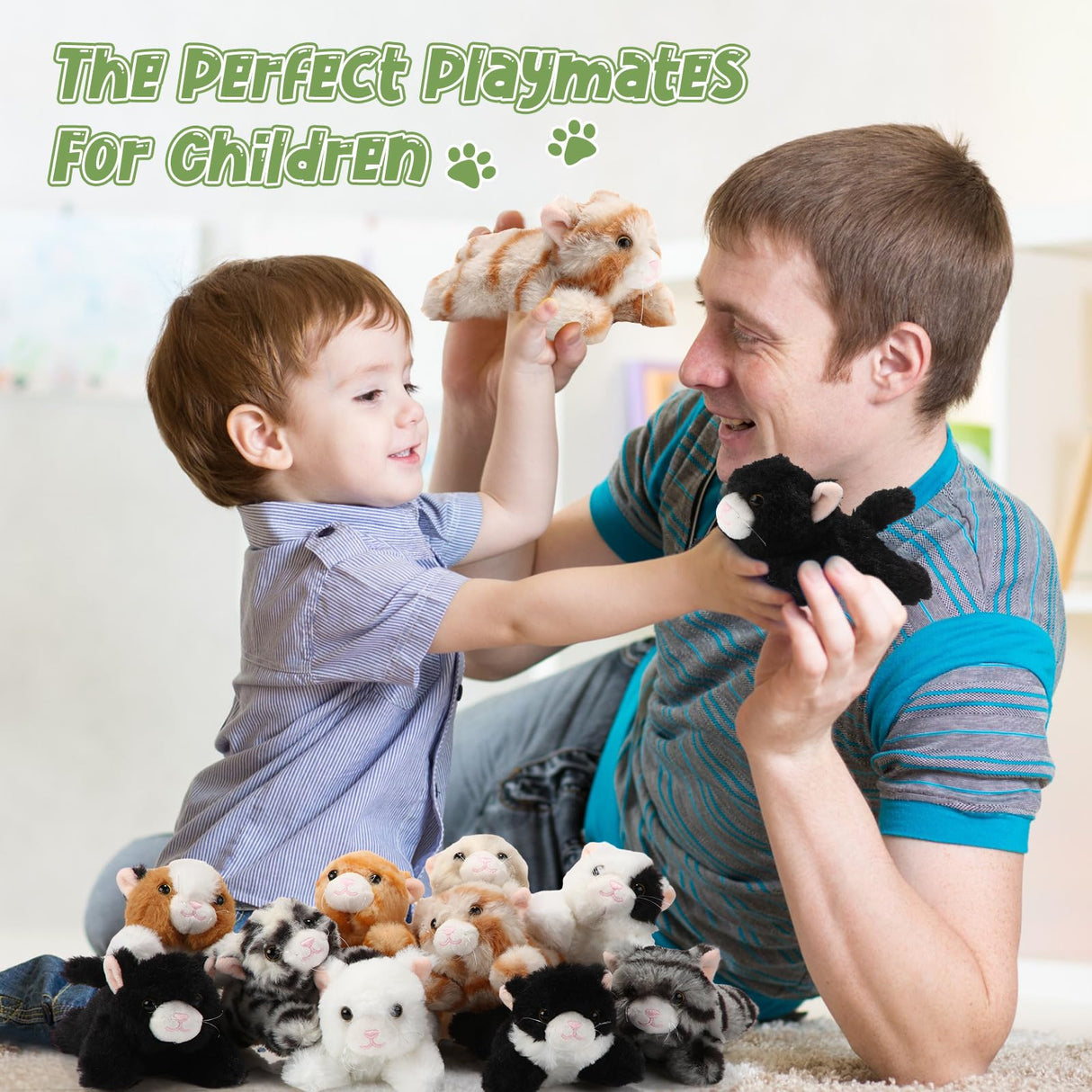 Lenwen 10 Pcs Cat Stuffed Animals Bulk Soft Cuddly Kitten Plush Sets Smitten Kittens Assorted Fluffy Stuffed Cats for Kiddos Birthday Gift Pet Party Favors Halloween Christmas Stuffers(Prone Style)