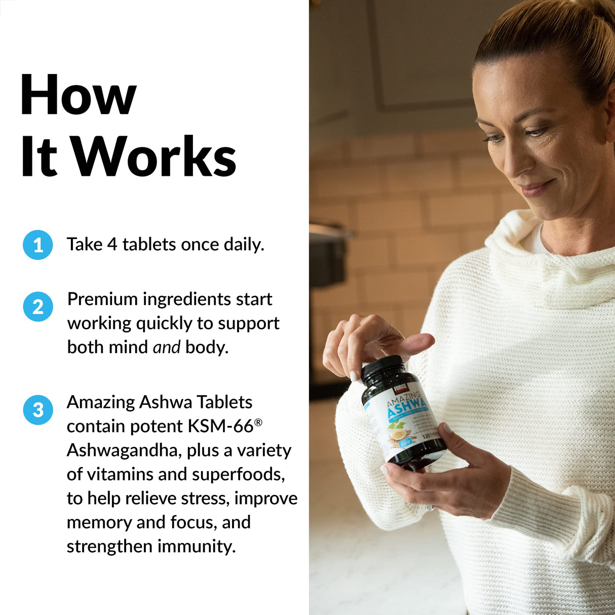 FORCE FACTOR Amazing Ashwa for Stress Relief, Memory, Focus, and Immune Support Health, Ashwagandha Supplement with KSM-66 Ashwagandha for Stress, Vitamins, Minerals, and Antioxidants, 360 Tablets