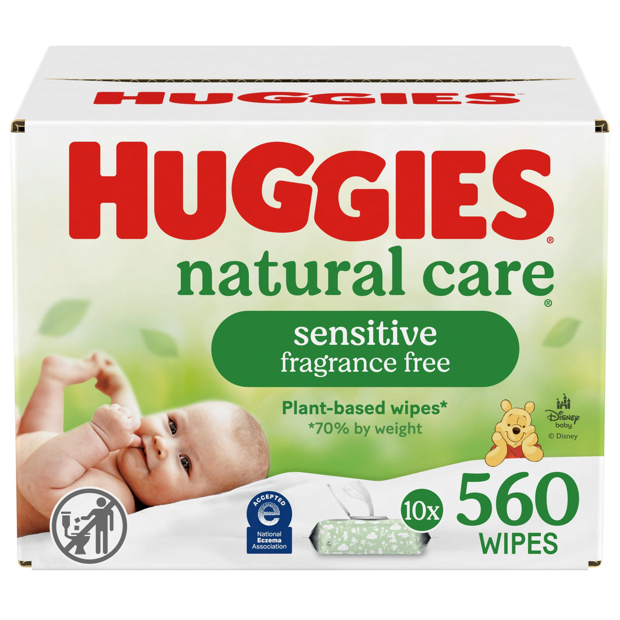 Huggies Natural Care Sensitive Baby Wipes, Unscented, Hypoallergenic, 99% Purified Water, 15 Flip-Top Packs (960 Wipes Total)