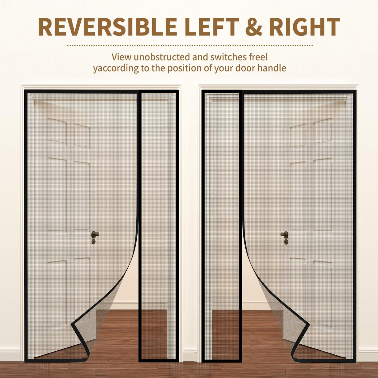 Reversible Side Opening Magnetic Screen Door for Sliding & French Doors,Upgraded PETG Mesh Anti-Tearing, Heavy Duty & Strong Magnetic, Pet and Kid Friendly - Screen Door 74"x82"