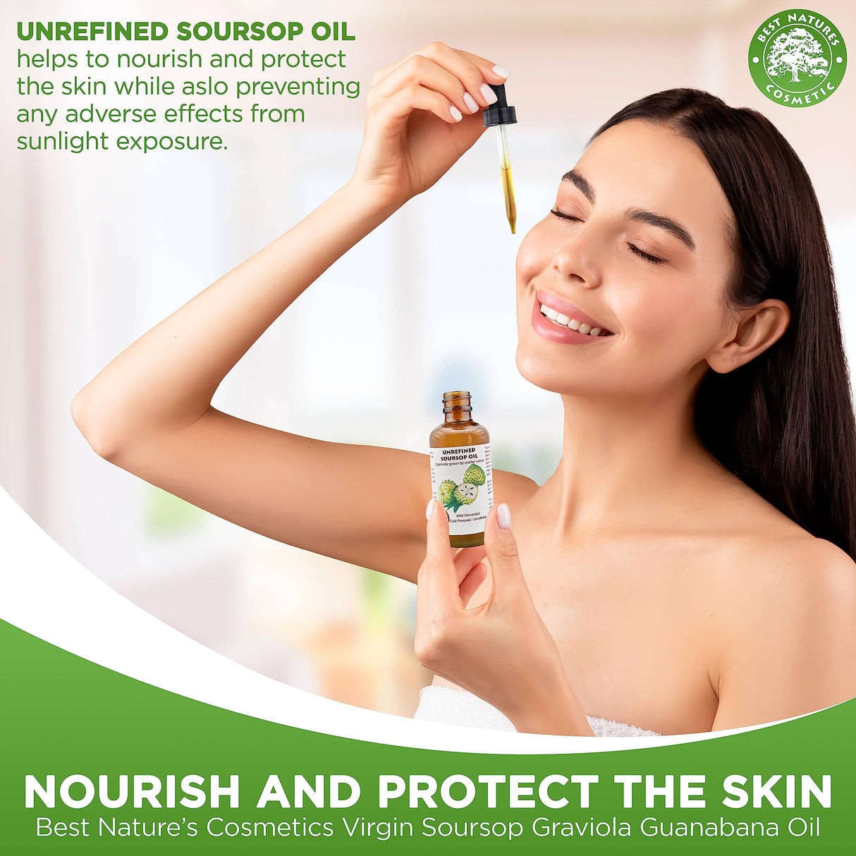 Best Nature's Cosmetics Virgin Soursop Graviola Guanabana Oil (Organic, Undiluted, Cold Pressed, Unrefined) 4 oz / 120 ml – Natural Moisturizer for Dry and Damaged Skin.