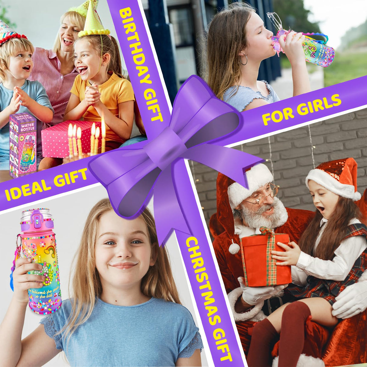 EDSPORTSHOUSE Decorate Your Own Water Bottle Kits for Girls Age 4-6-8-10,Unicorn Painting Crafts,Fun Arts and Crafts Gifts Toys for Girls Birthday Christmas(Unicorn)