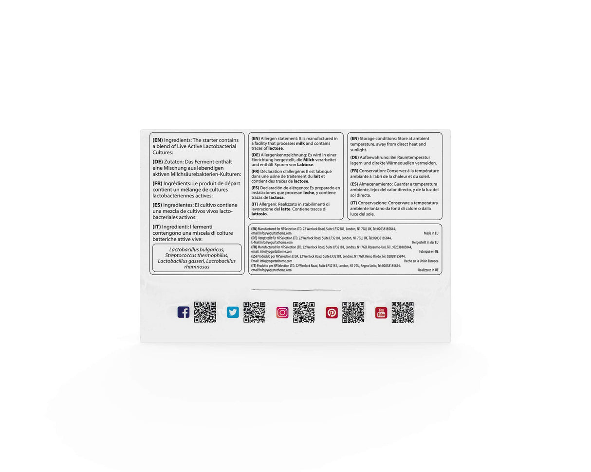 Natural Probiotic Selection Yogurt Starter Cultures - Pack of 5 Freeze-Dried Sachets for Lactobacillus Rhamnosus and L.Gasseri Yogurt (5 sachets Pack)