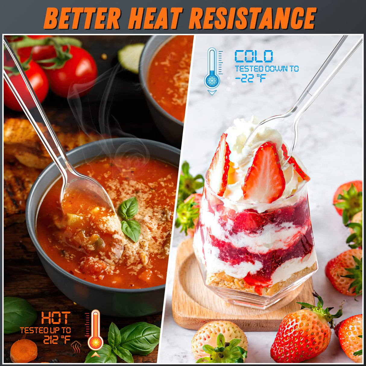 360pc 6.8" Clear Plastic Spoons Heavy Duty with Heat Resistant & BPA Free, Solid and Durable Plastic Cutlery, Premium Disposable Spoons for Party Supply