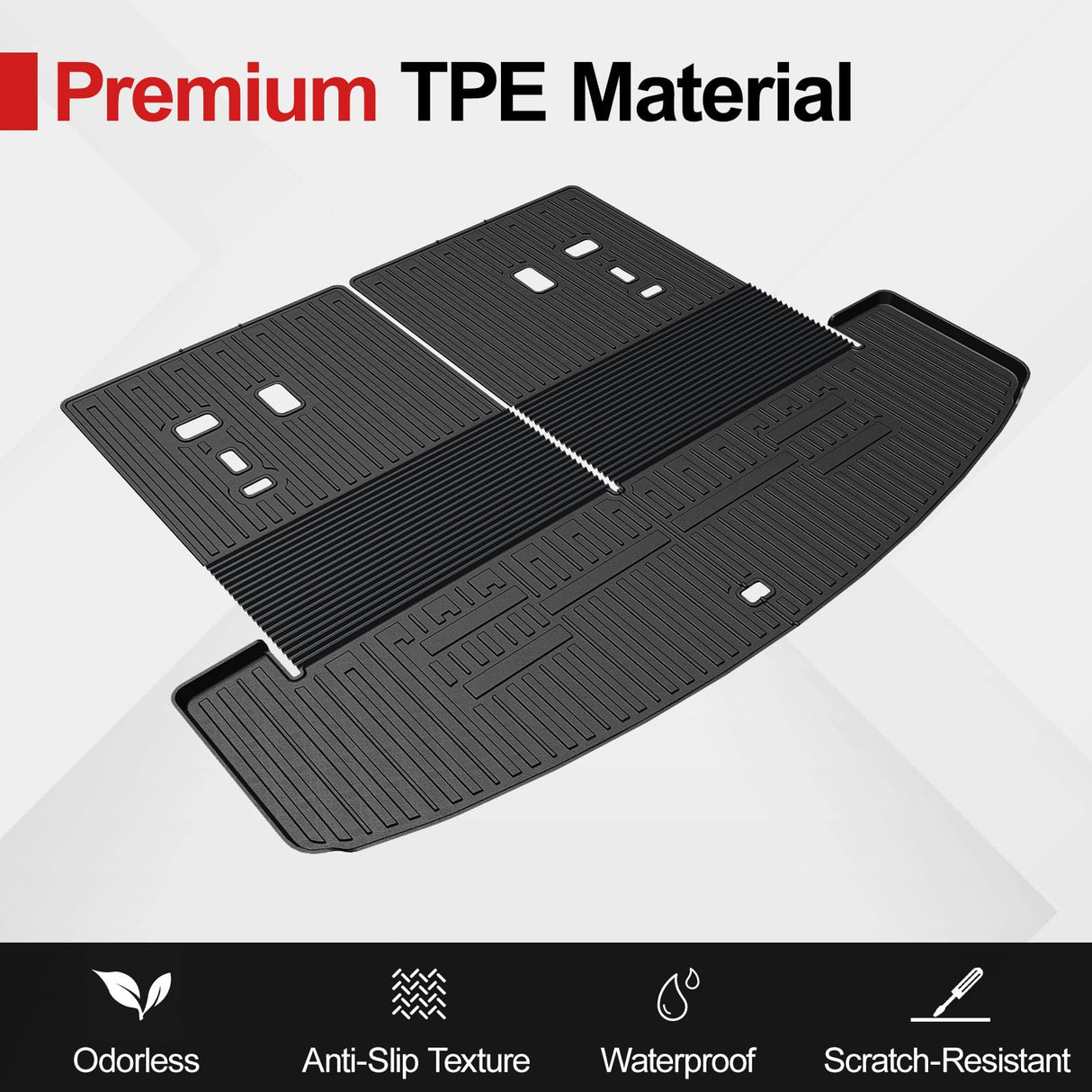 HOUCLEMIC Floor Mats for 2025 Hyundai Santa Fe, All Weather TPE Cargo Mat with Backrest Mat Interior Car Mats Protection for Hyundai Santa Fe Calligraphy Accessories (Fit Hybrid and Fuel) 2024 2025