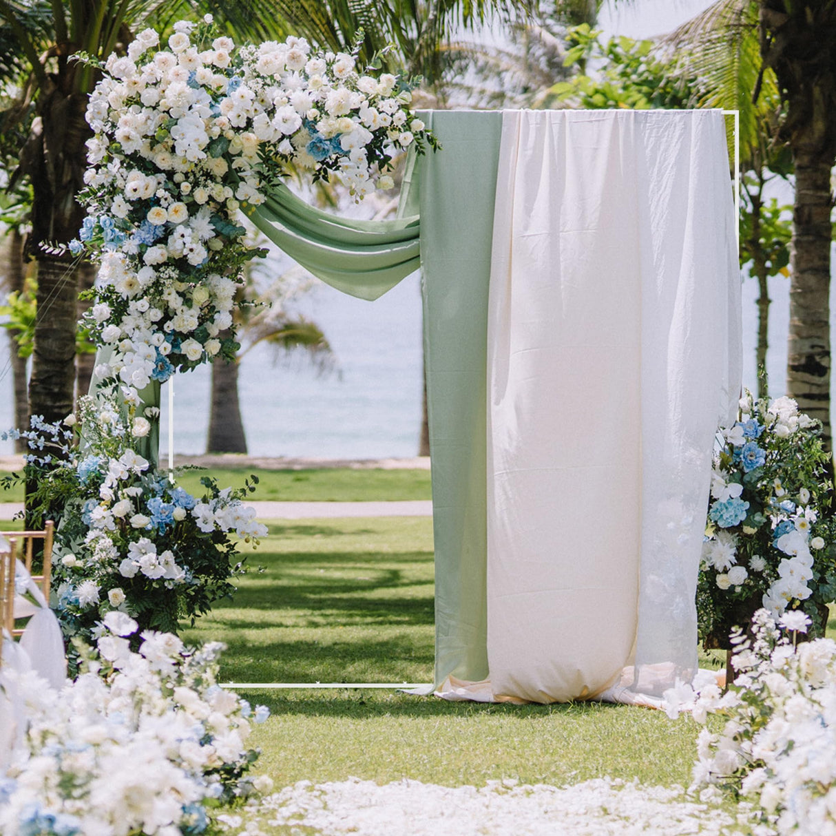 Wokceer Square Wedding Arch Backdrop Stand White Metal Arch 8FT x 8FT