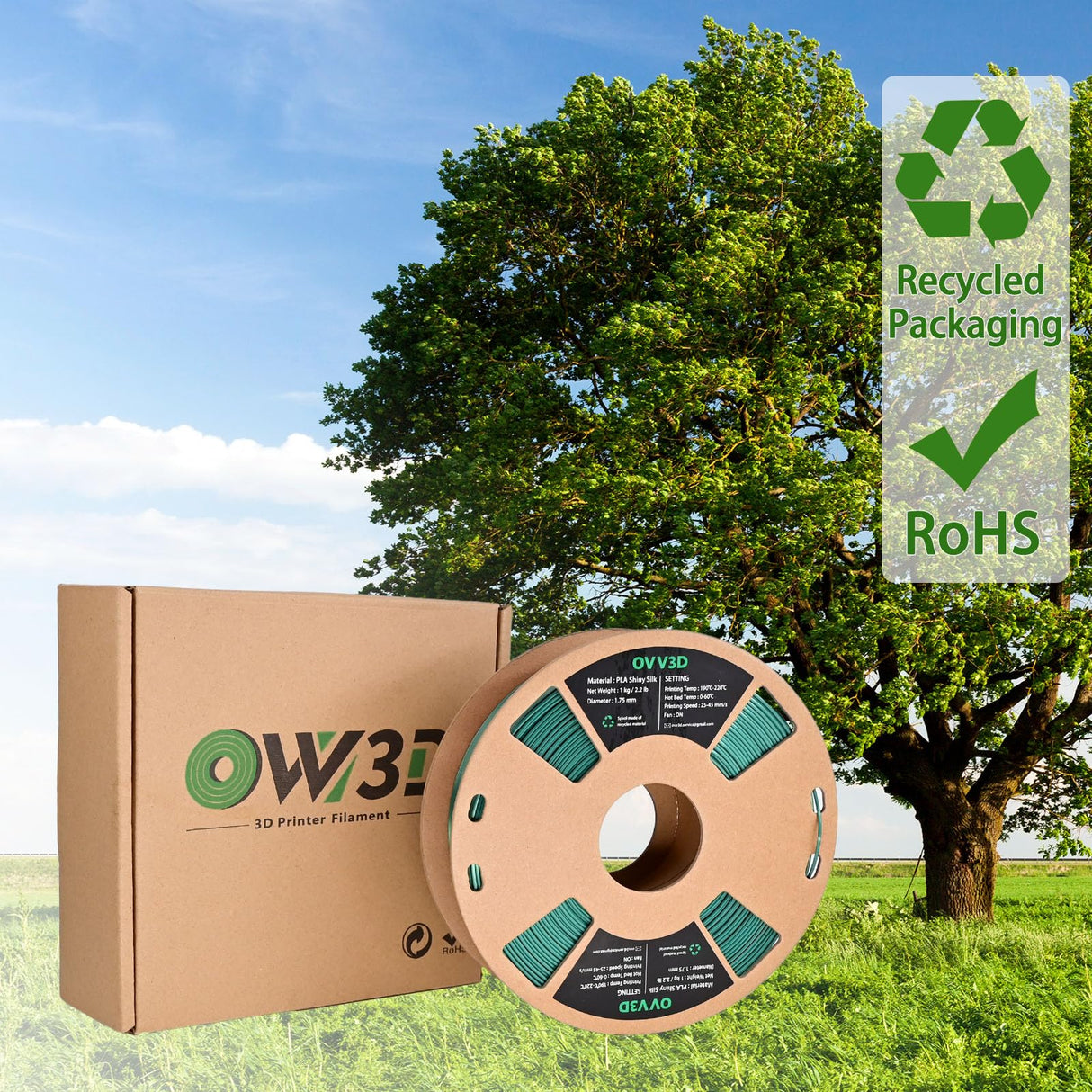 OVV3D PLA Filament 1.75mm Dual-Colors, Christmas Red Green Silk PLA Filament,3D Printer Filament Rainbow PLA Filament, 3D Printing Filament +/-0.02mm, 1kg/2.2lbs