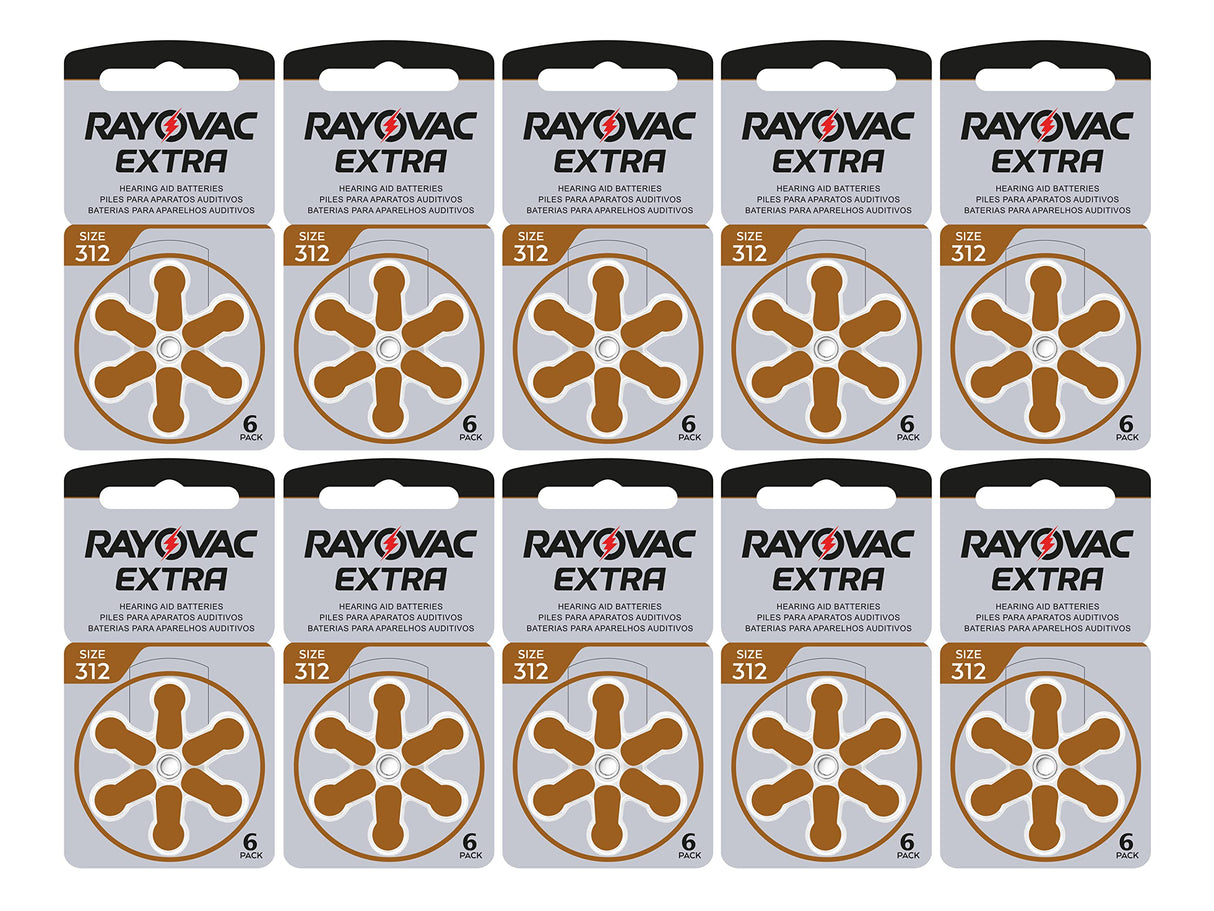 Rayovac Extra Advanced, size 312 Hearing Aid Battery (pack 60 pcs)