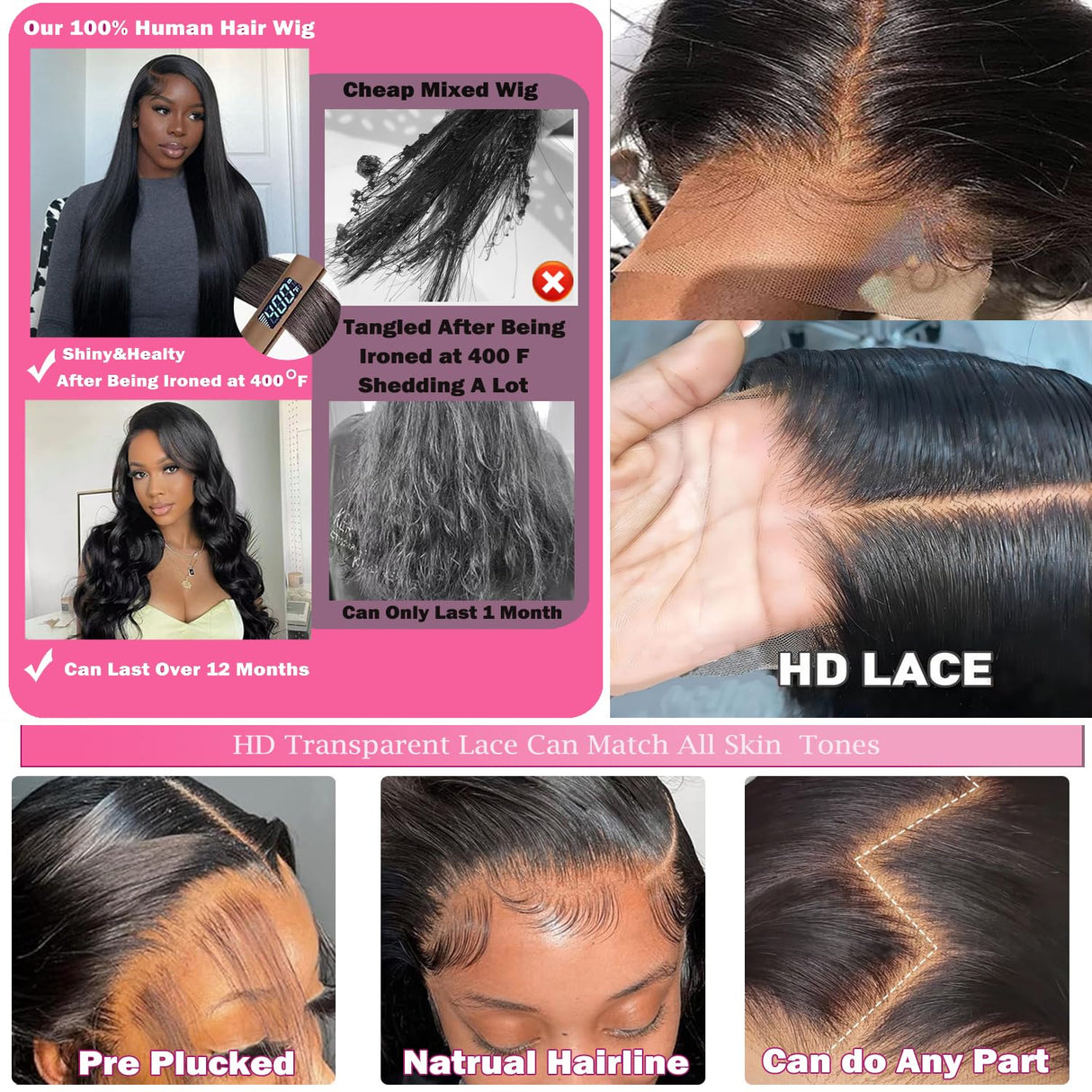 28 Inch 13x6 Body Wave Lace Front Wigs Human Hair 200% Density HD Lace Frontal Wigs Human Hair Glueless Wigs Human Hair Pre Plucked With Baby Hair 100% Virgin Human Hair Lace Front Wigs for Women