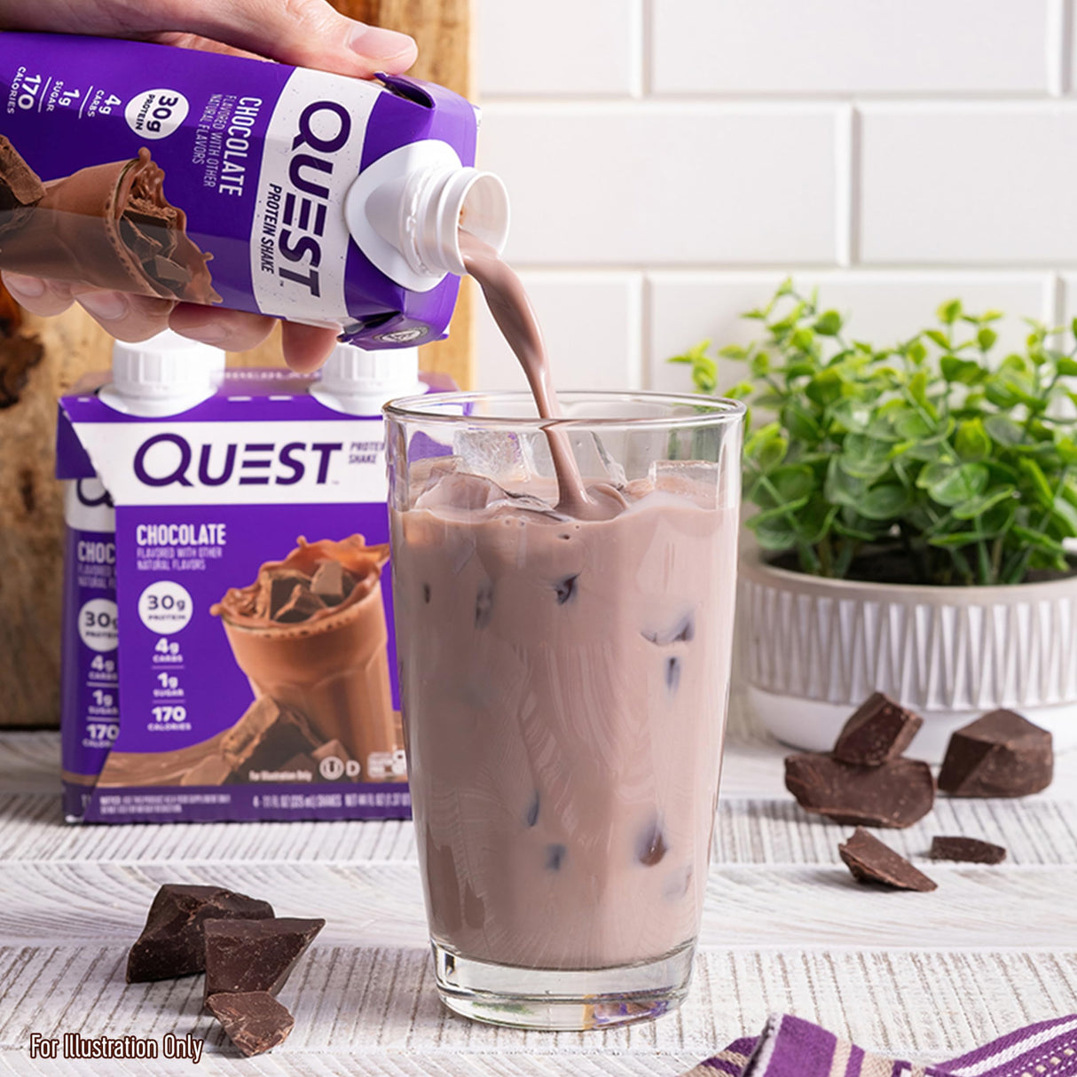 Quest Nutrition Ready To Drink Chocolate Protein Shake, 30g Protein, 4g Net Carbs, Gluten Free, Keto Friendly, 11 fl oz - Pack of 12