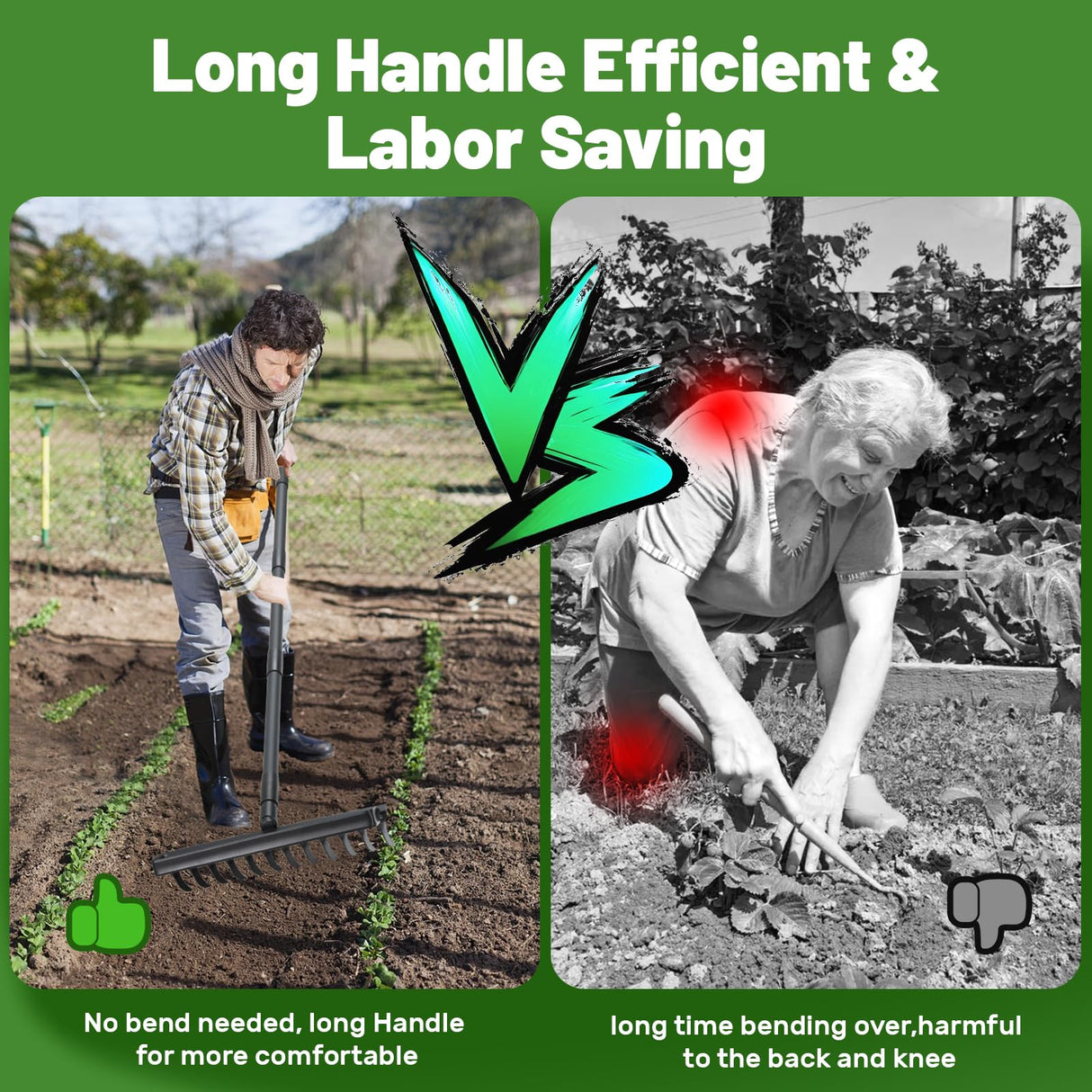 Weed Puller Tool with 76" Long Handle, 2 in 1 Hula Garden Hoe Tool, 12 Tines Garden Weeders Rake and Cultivators Tillers for Gardening, Weeding, Seeding, Ditching, Loosening