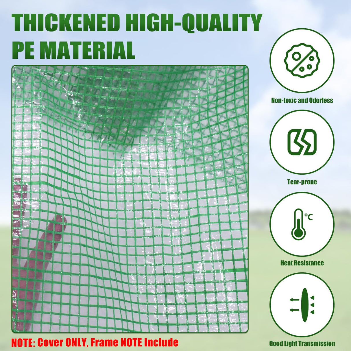 Walk-in Greenhouse Replacement Cover with Roll-Up Zipper Door, 56ร56ร76 inch PE Greenhouse Cover Protect Outdoor Gardening Plants from Cold Frost๏ผWaterproof and UV Resistant(Frame Not Include)