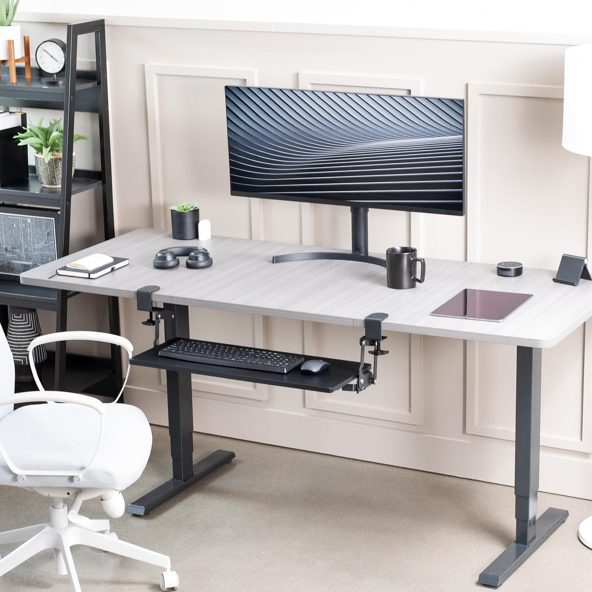 VIVO Large Clamp-on 27 (33 Including Clamps) x 11 inch Computer Keyboard and Mouse Tray with 12 Setting Swinging Height Adjustment, Platform Drawer for Typing, Black, MOUNT-KB08V