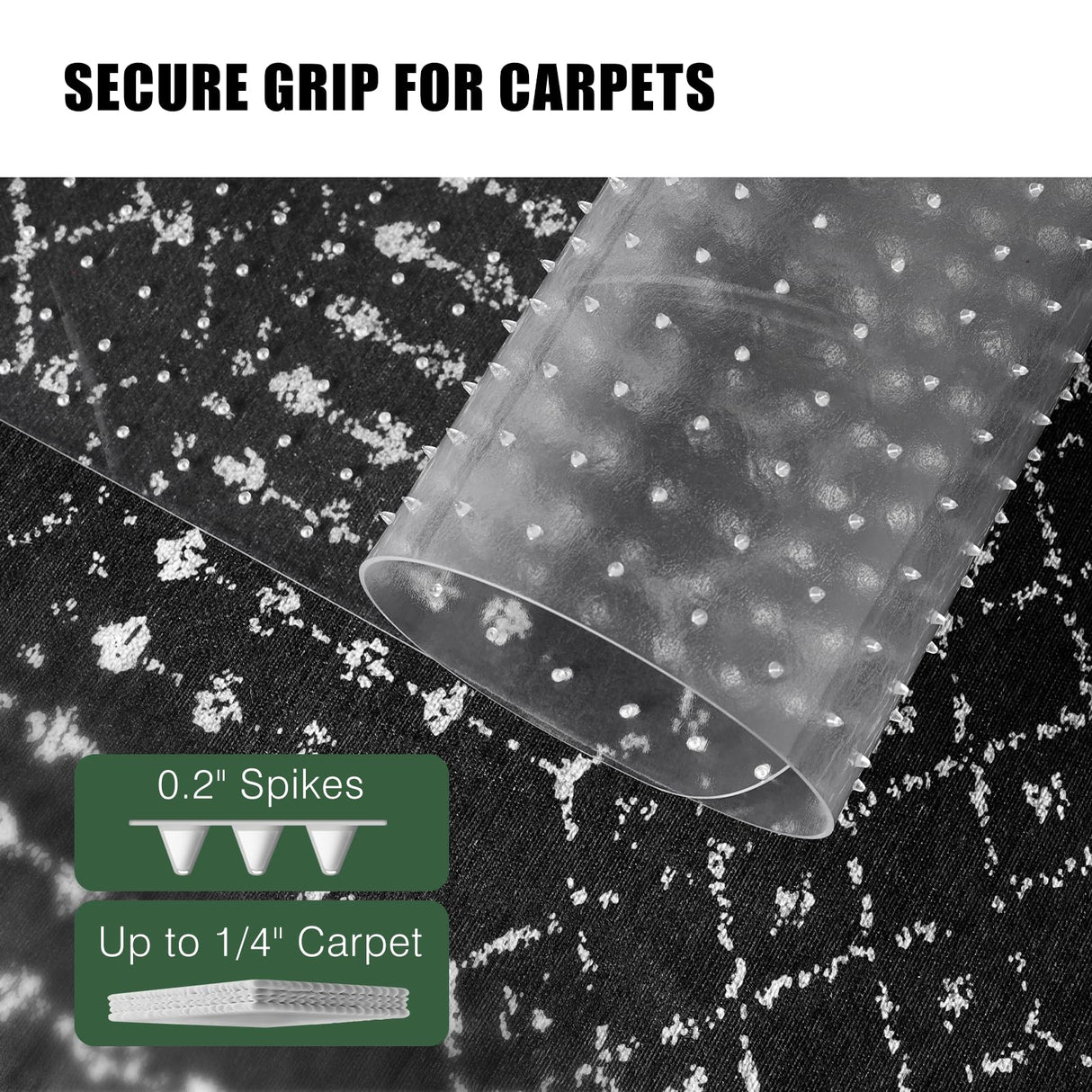 Clear Chair Mat for Carpet, tixpol 60"x46" Large Chair Mat for Carpeted Floors, Non-Slip Carpet Protector Mat with Grips, Heavy-Duty Rolling Under Desk Floor Mat for Home Office Use (Clear)