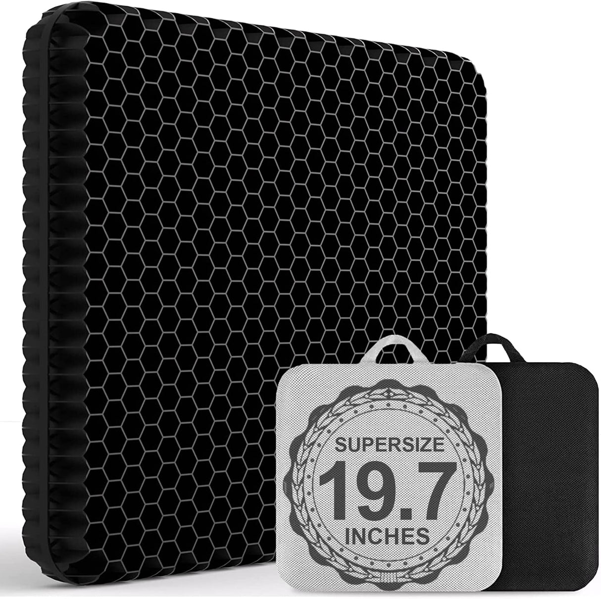 19.7" Gel Seat Cushion, Super Large & Thick Office Chair Cushion for Long Sitting - Back Hip Tailbone Pain Relief Cushion, Egg Seat Cushion Desk Chair Pads for Cars Wheelchair - Fits up to 550 lbs