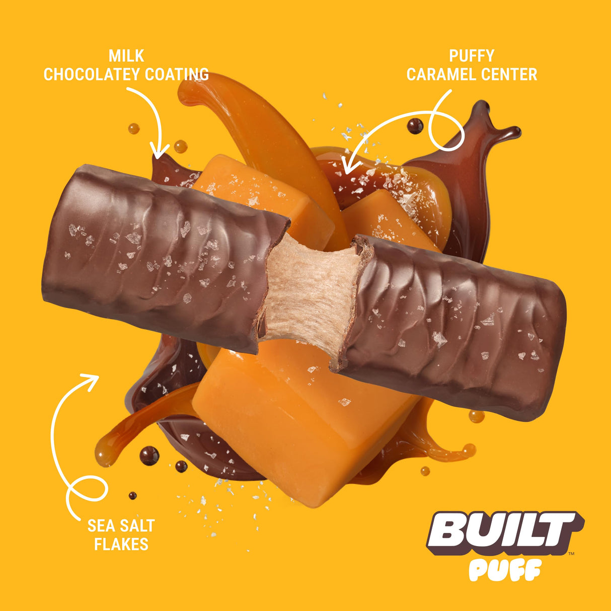 Built Bar, Puff Protein Bars, Salted Caramel Puff, 17g Protein Snacks, On-The-Go Bars, Only 140 Calories, 6g Sugar, Collagen, Gluten Free, 12 Count