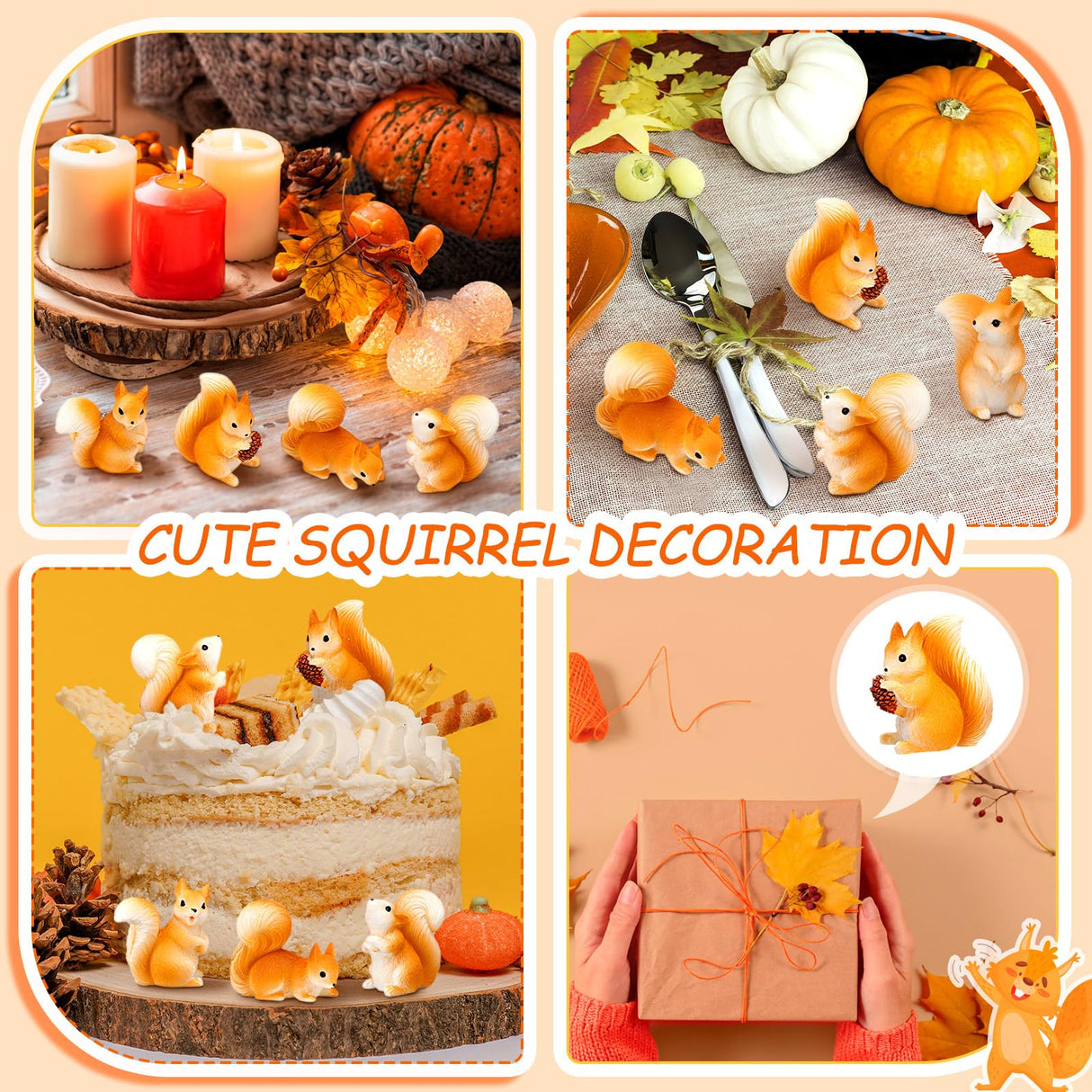 Weysat 40 Pcs Mini Resin Squirrel Miniature Small Squirrel Figures Tiny Resin Animal Decor Garden Accessories Cupcake Topper Decor for DIY Outdoor Landscape Garden Lawn Birthday Craft