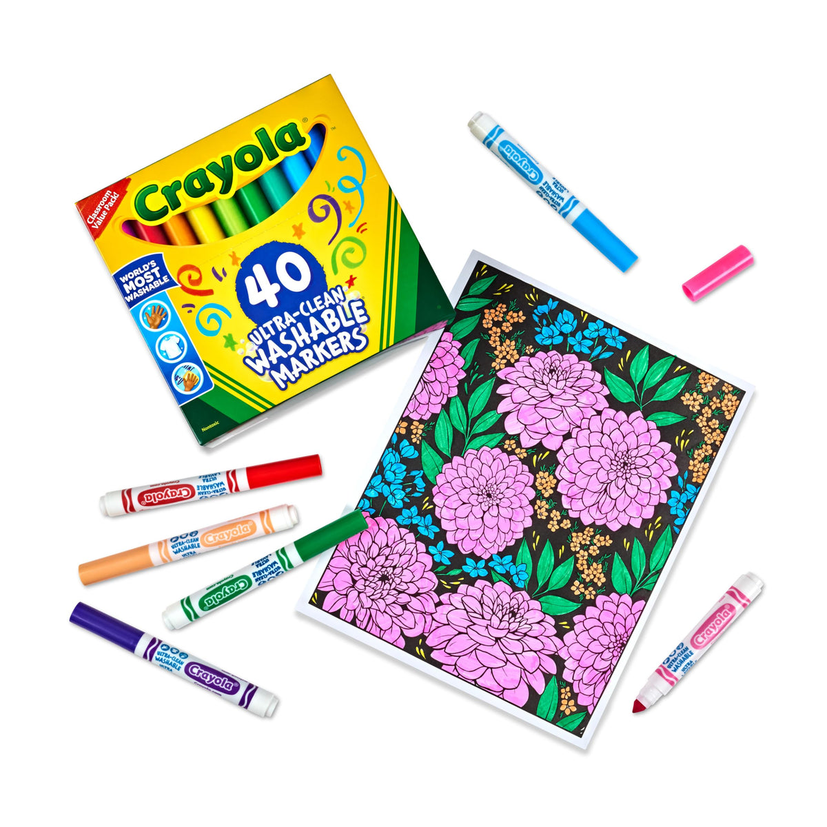 Crayola Ultra Clean Washable Markers 40ct, Holiday Gift for Kids & Teachers