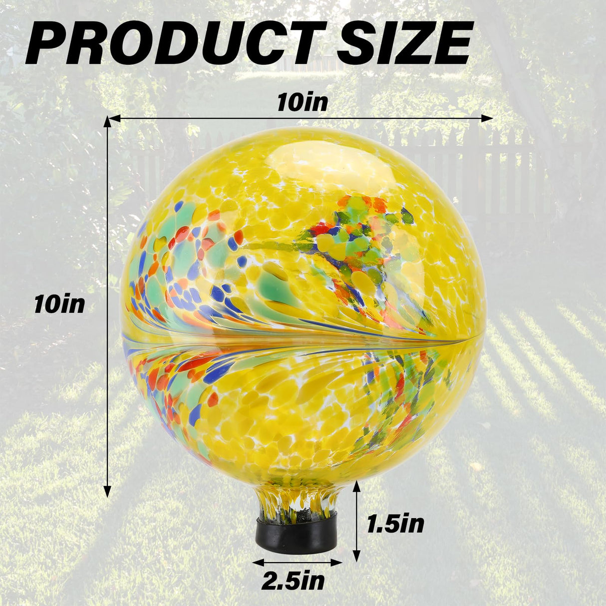10 Inch Gazing Ball Glass Reflective Garden Globe Outdoor Gazing Globe Yard Ornament for Garden Yard Home Outdoor Decoration Yellow, NOT Solar