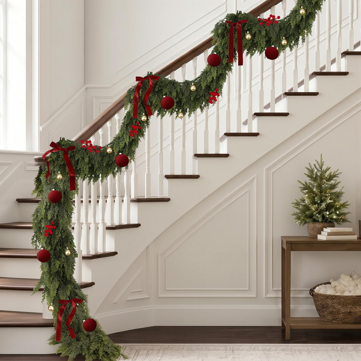 9FT Pre-lit Christmas Garland with Lights Cedar Garland Christmas Decor