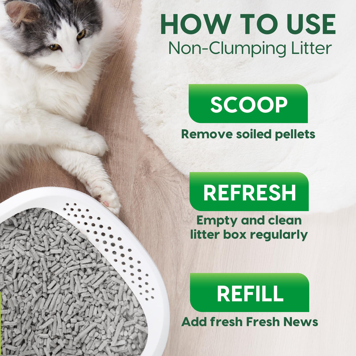 Fresh News Original Pellet Non-Clumping Paper Cat Litter, 25 Pound