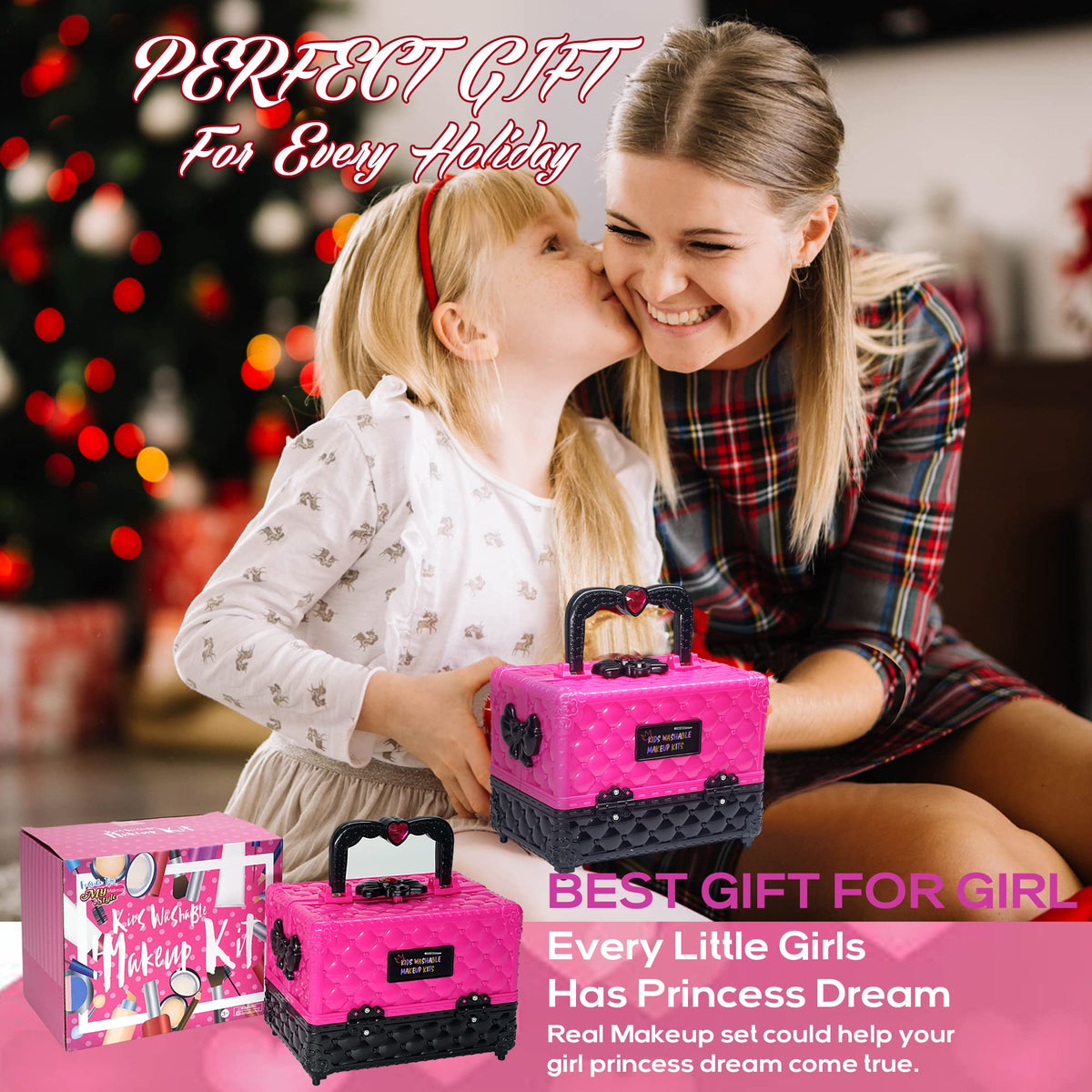 52 PCS Kids Makeup Kit, Safe and Washable Makeup for Kids Princess Toys