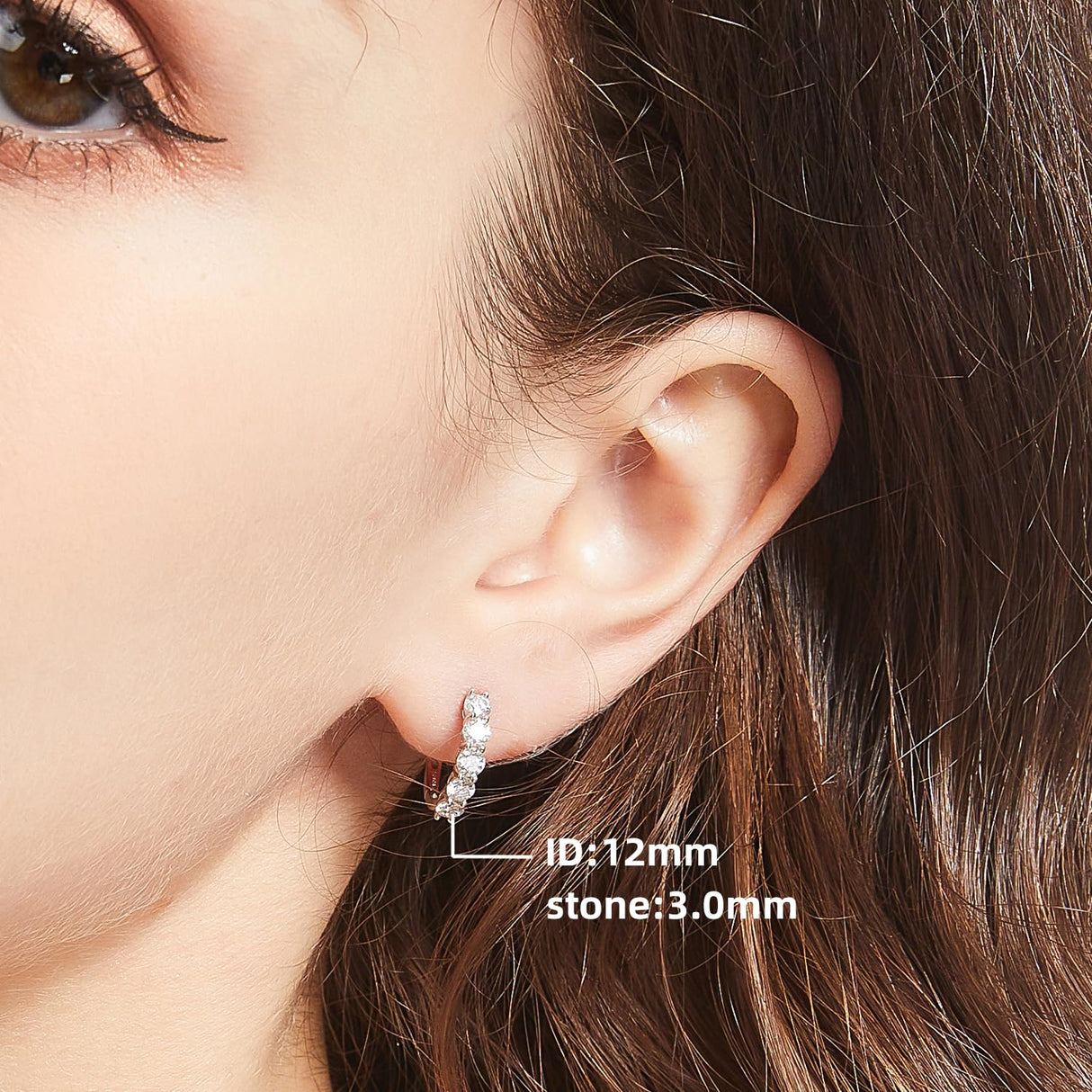 Small Moissanite Hoop Earrings for Women D Color VVS1,18K White Gold Plated Sterling Silver Huggie Earrings,Hypoallergenic Wedding Earrings Jewelry for Gifts