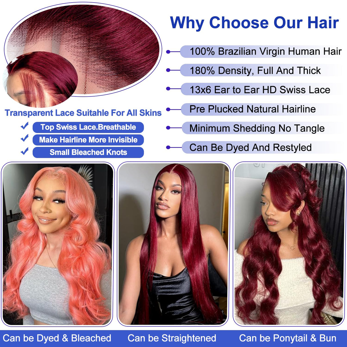 cifendin 30 Inch 99J Burgundy Wig Human Hair 13x6 Lace Front Wigs Human Hair Body Wave 12A HD Transparent Lace Front Wigs Human Hair Pre Plucked Red Wine Glueless Frontal Wigs Human Hair for Women