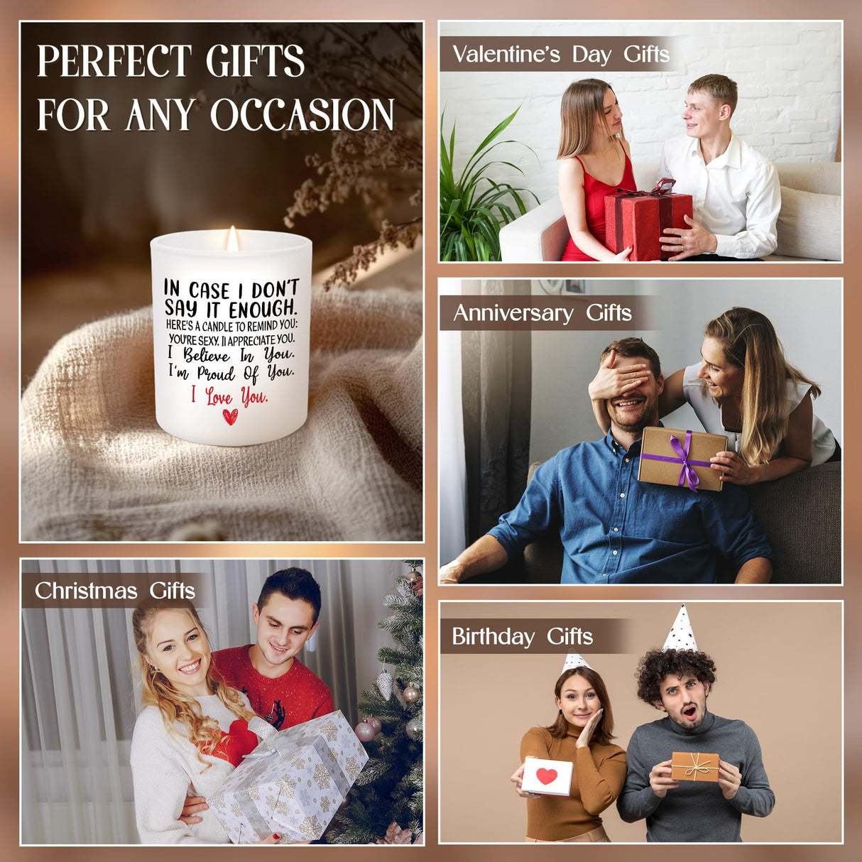 TEEZWONDER Christmas Couple Gifts for Her Wife Women Girlfriend - Vanilla Lavender Candle 10 oz - Engagement Gifts for Her, Romantic Candles for Anniversary Wedding Gift, Husband Birthday Gift for Him