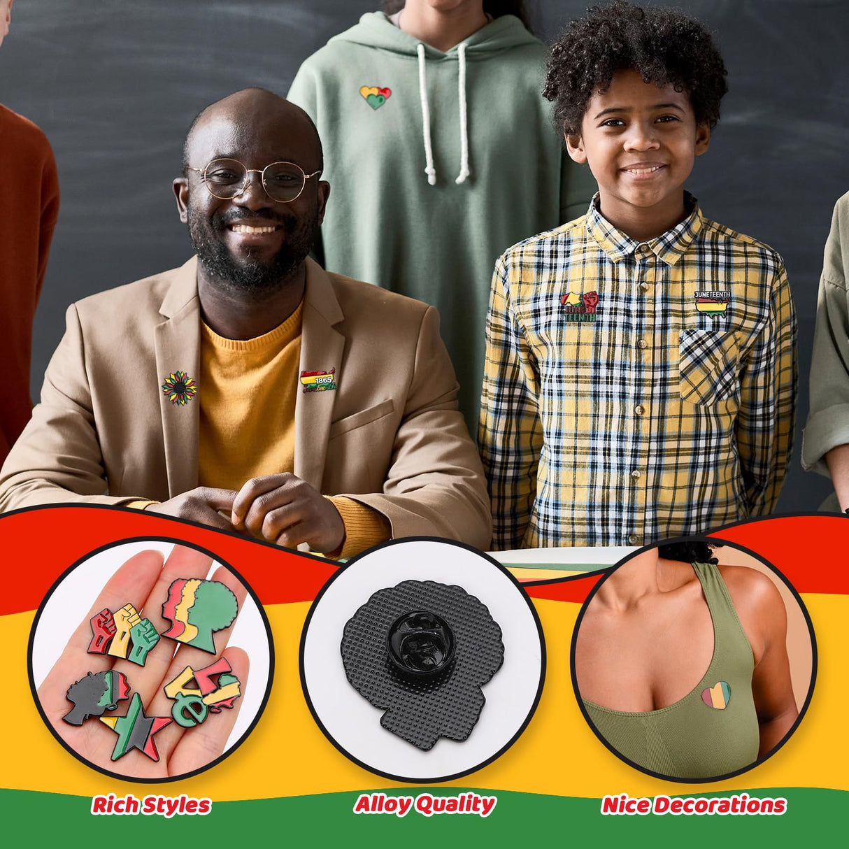 SANNIX 60Pcs Juneteenth Pins, Juneteenth Freedom Day Lapel Pins