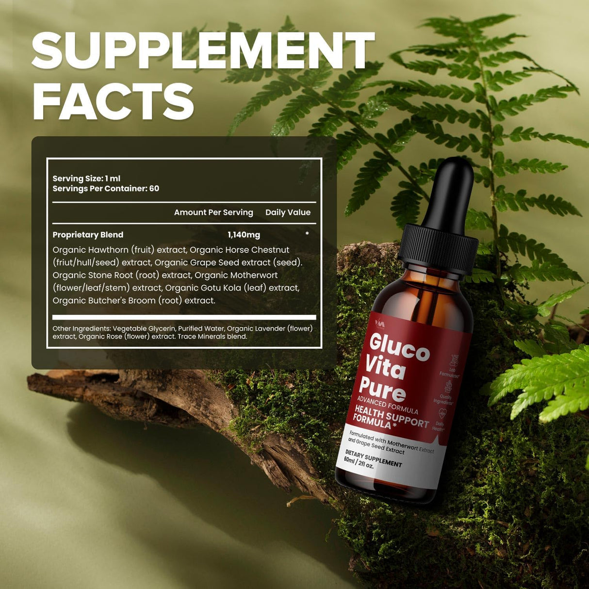 Vitamoon (3 Pack) Gluco Vita Pure Drops Healthy Vitamin Support Supplement - Advanced Formula, GlucoVitaPure Drops 24 Hour Liquid, Energy and Extra Strength Reviews, 3 Month Supply