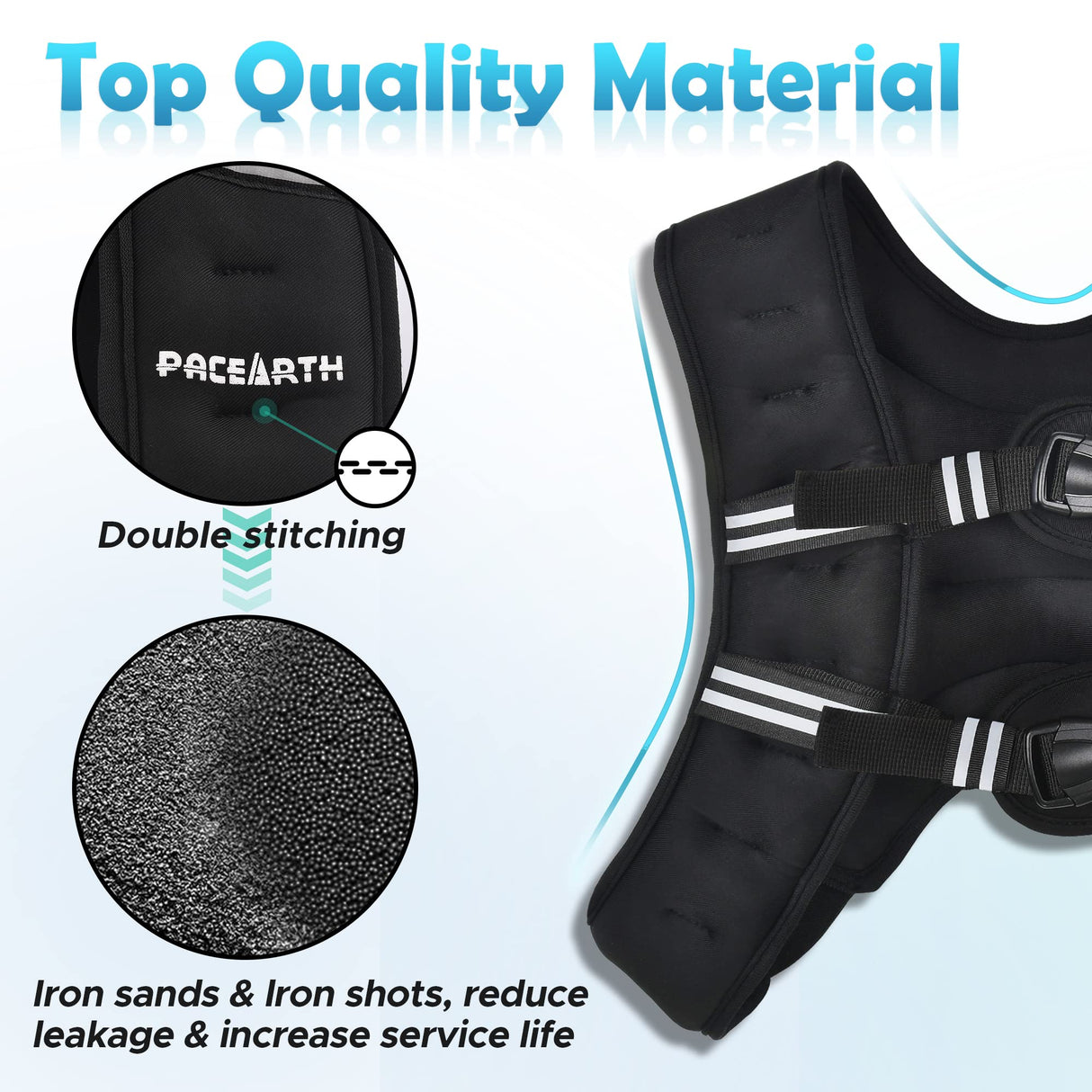 PACEARTH Weighted Vest, 6lb/12lb/16lb/20lb/25lb/30lb Weight Vest with Reflective Stripe, Body Weight Vests Adjustable for Men, Women Workout, Strength Training, Running, Walking, Jogging